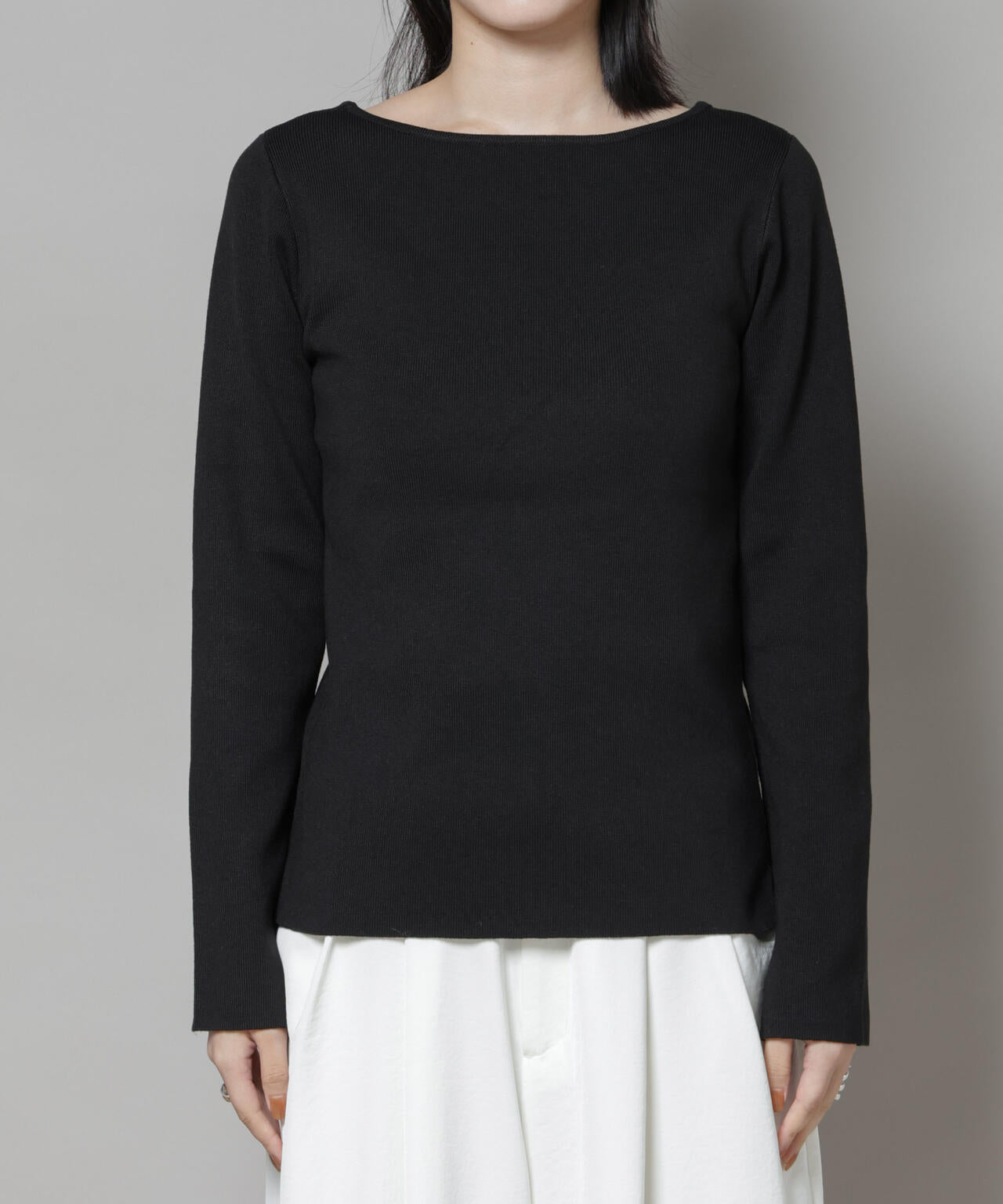 スクエア & ボートネック 前後 2way ニット プルオーバー