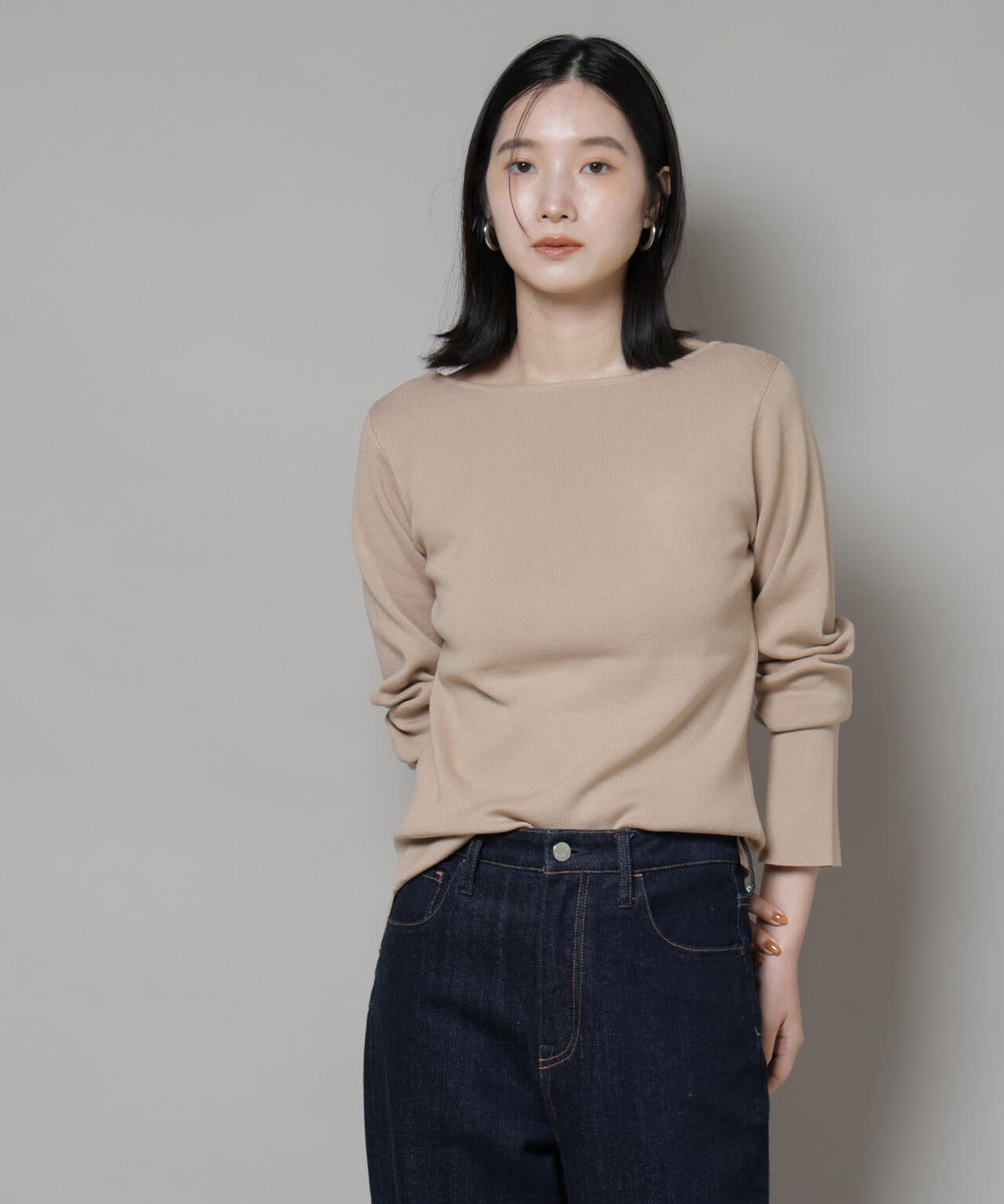 スクエア & ボートネック 前後 2way ニット プルオーバー