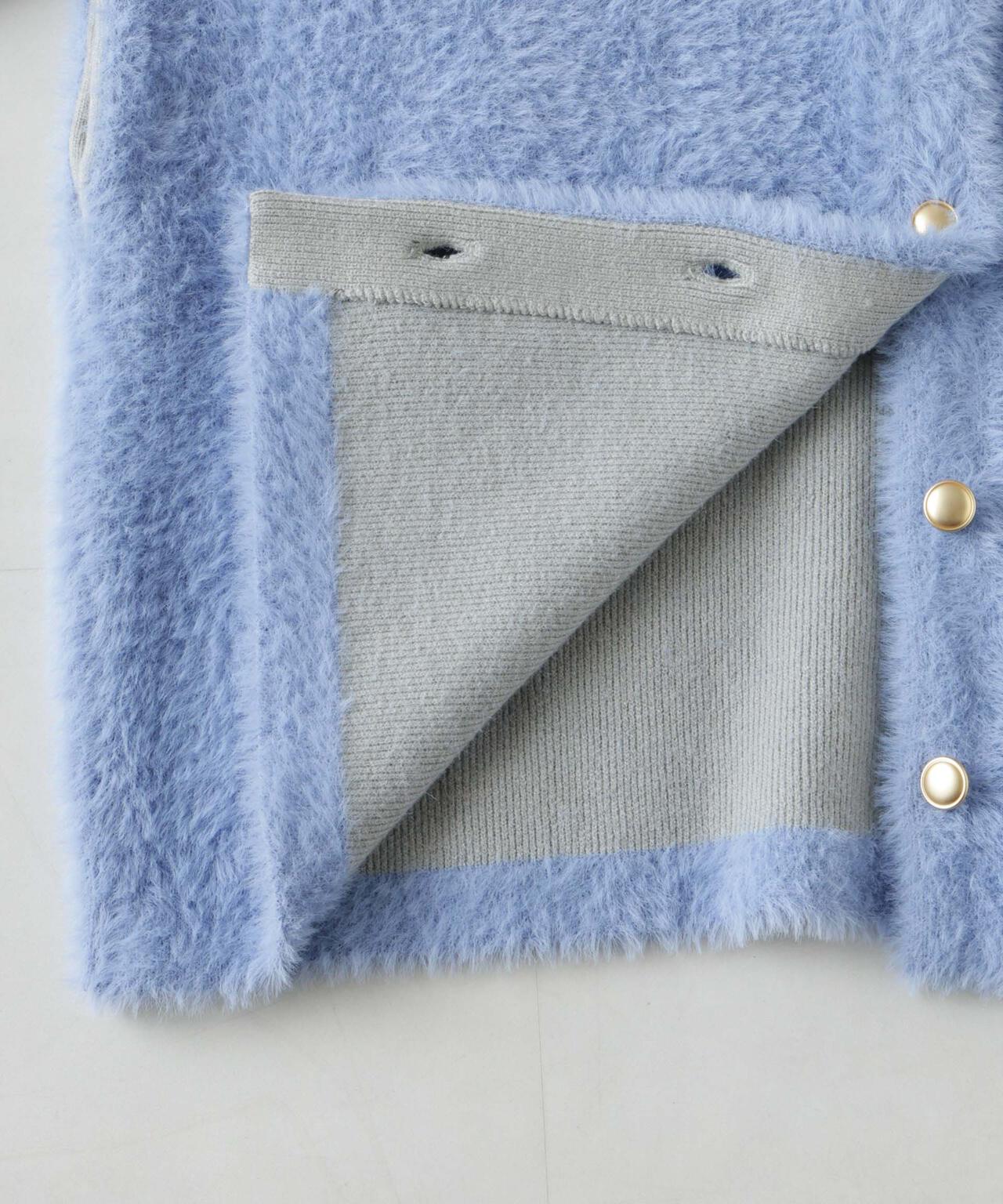 配色シャギーニットジャケット 6735222333