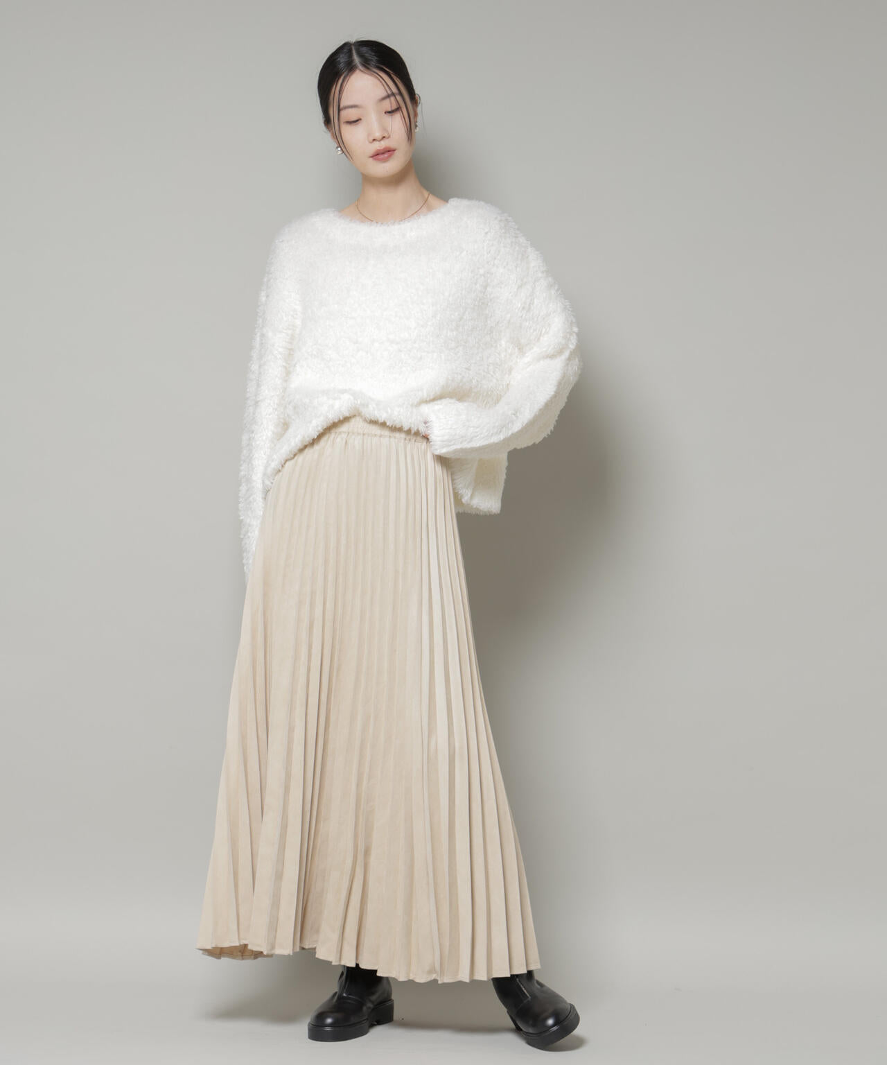 クロップド ワイド 起毛加工 ニット トップス