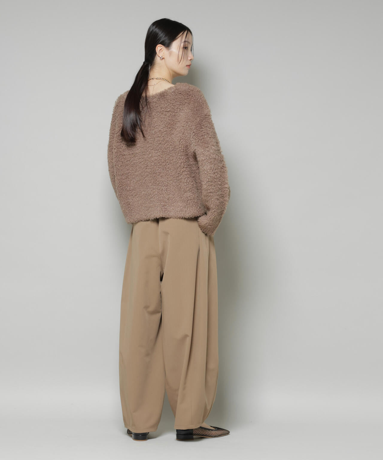 クロップド ワイド 起毛加工 ニット トップス