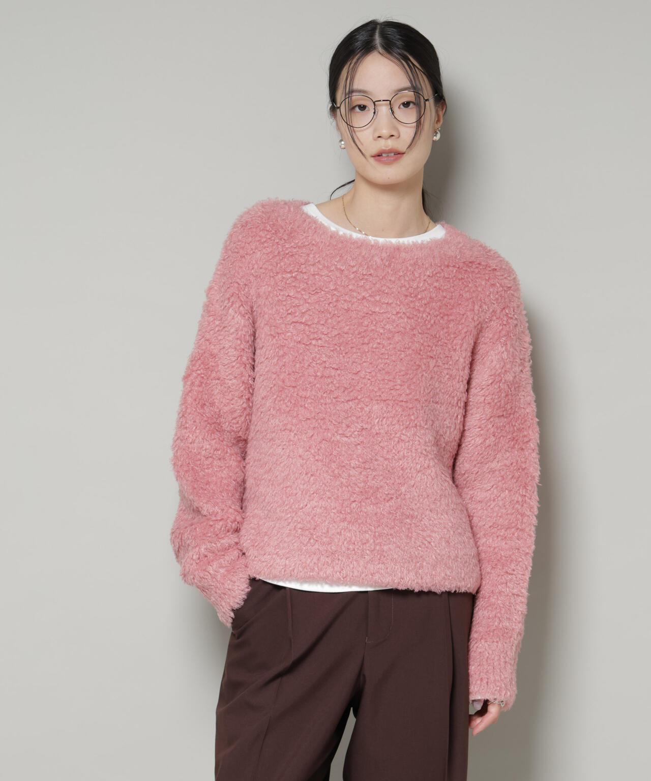 クロップド ワイド 起毛加工 ニット トップス