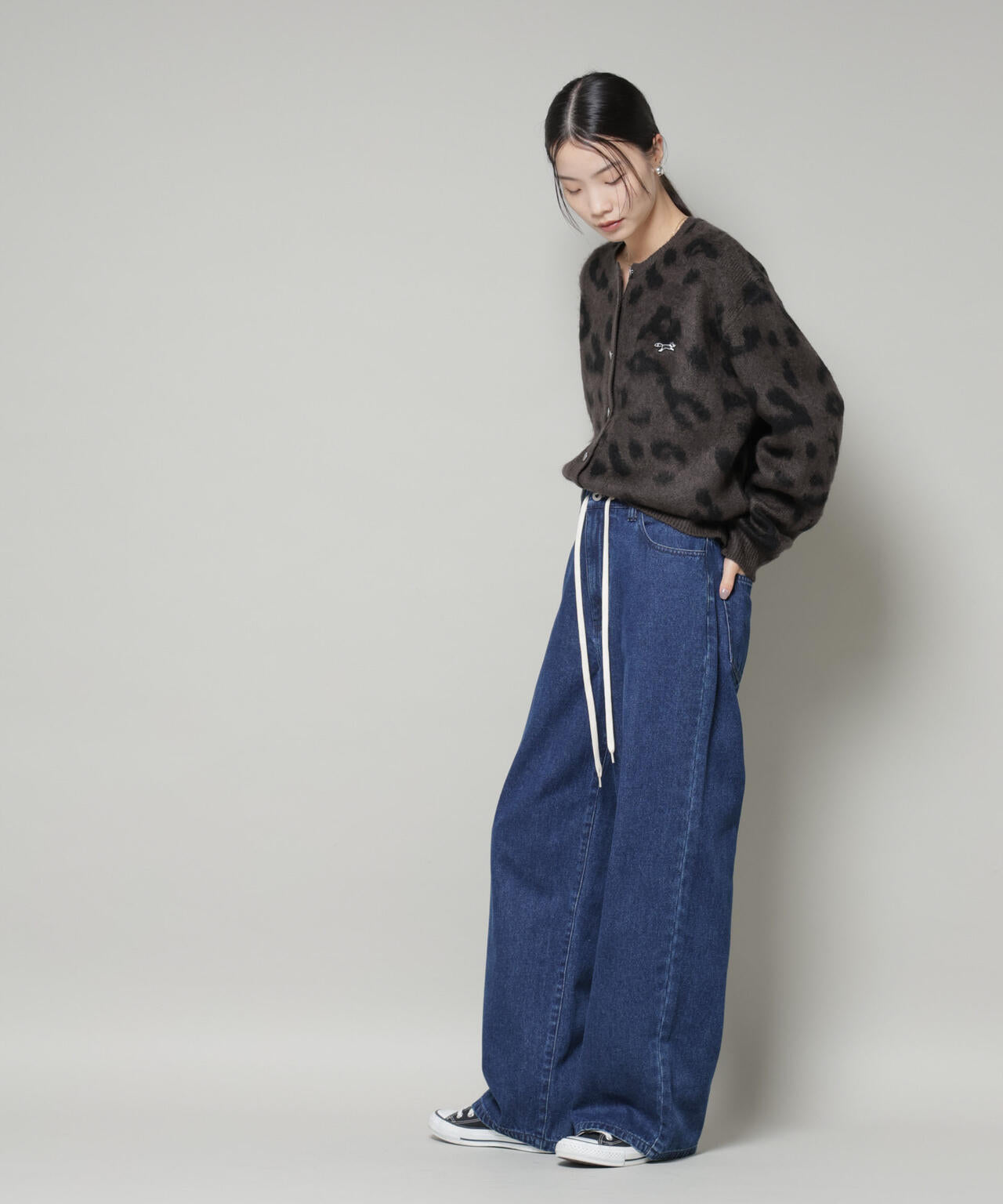 PENNEYS 別注 TheFOX レオパード クルー カーディガン