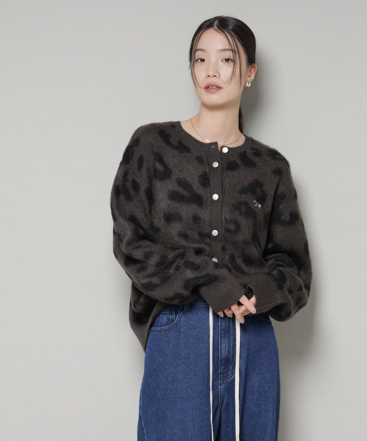 PENNEYS 別注 TheFOX レオパード クルー カーディガン