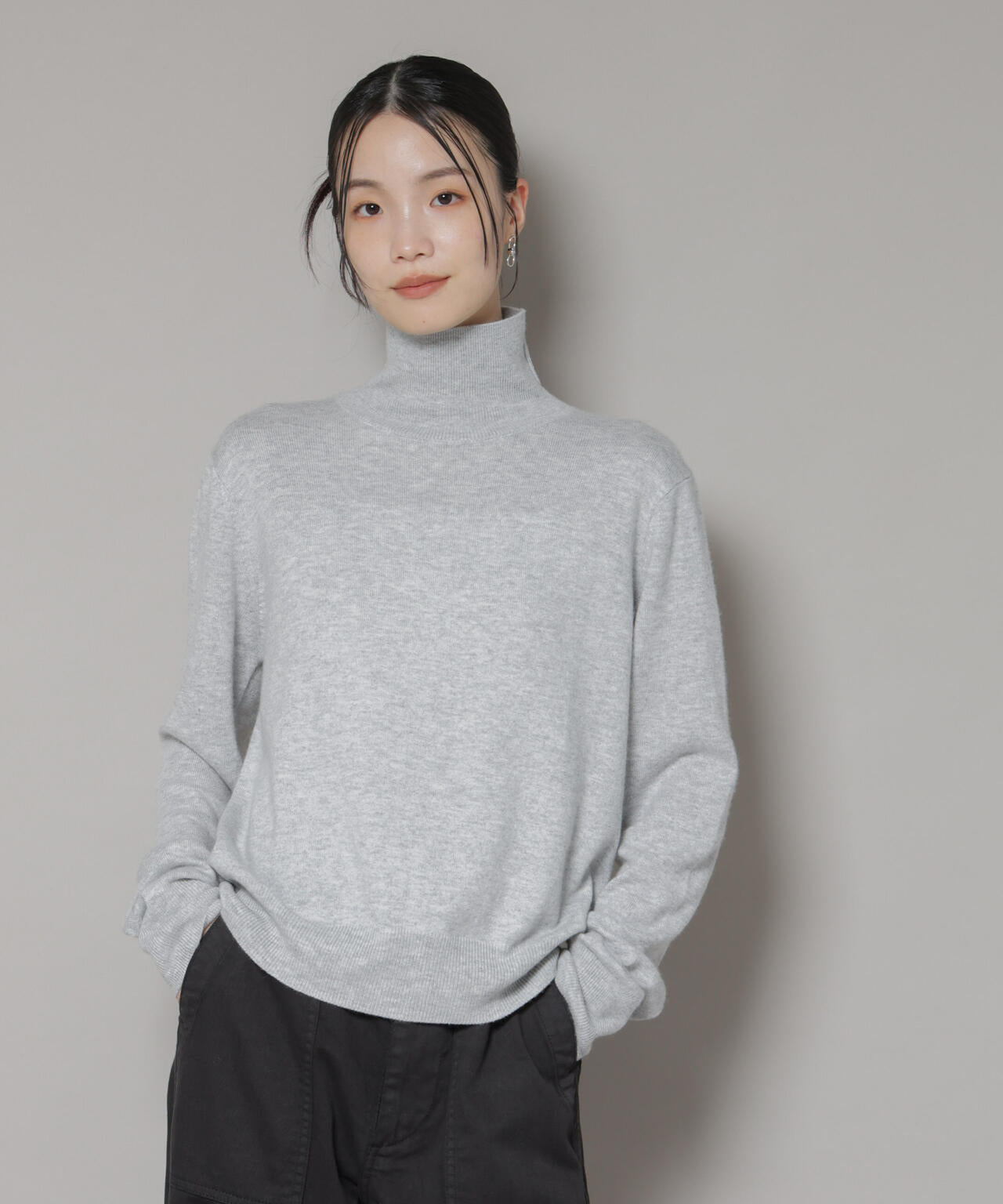 タートルネック カシミヤ混 ニット プルオーバー