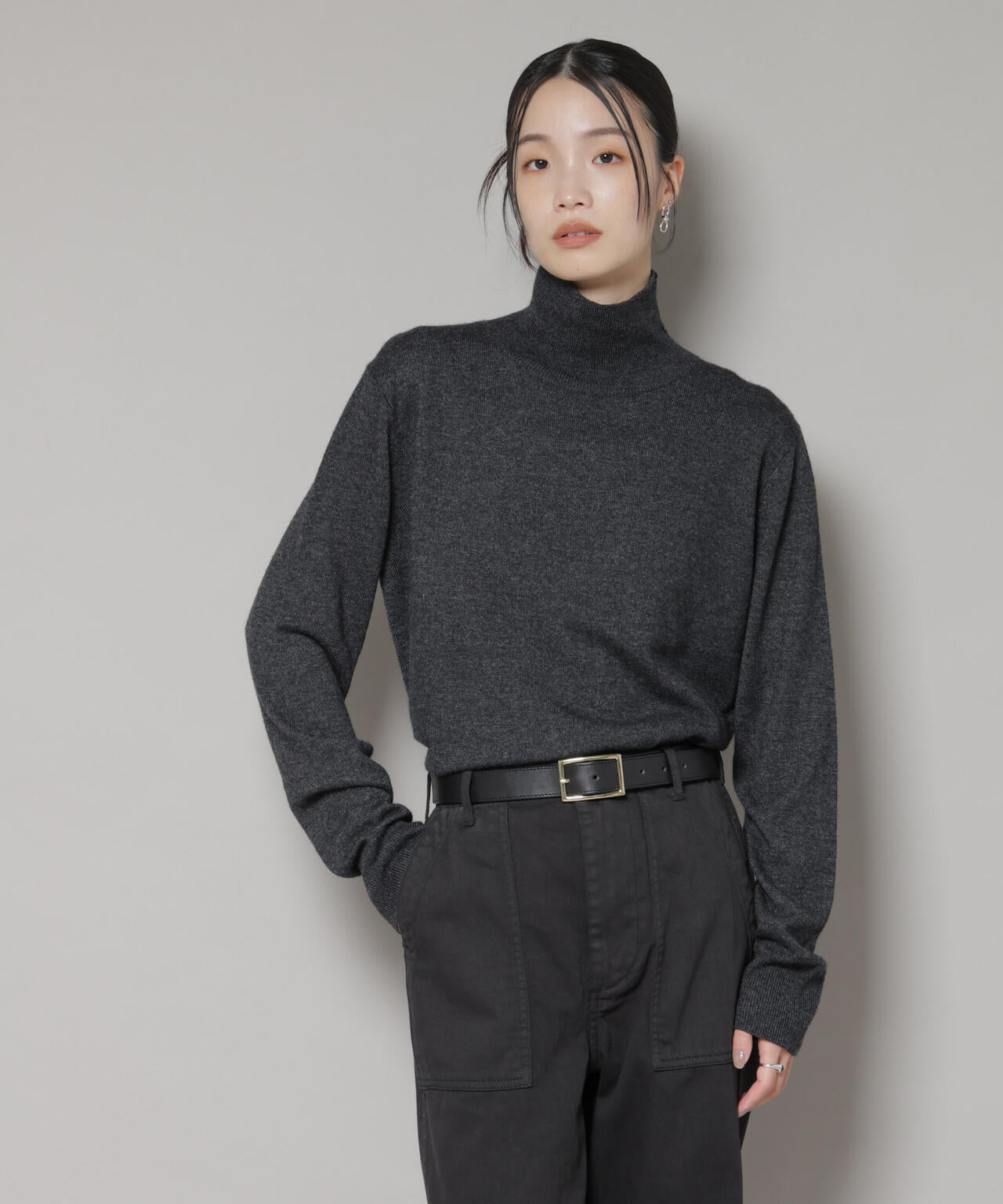 タートルネック カシミヤ混 ニット プルオーバー