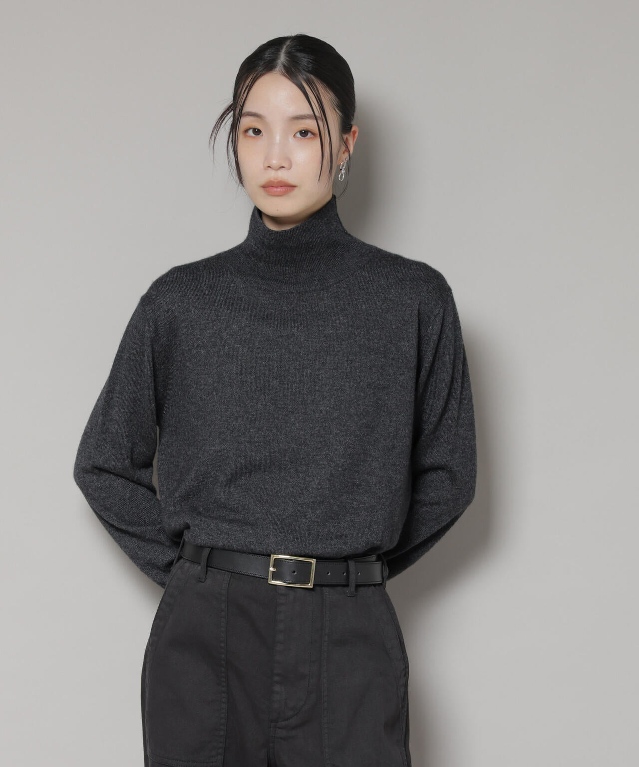 タートルネック カシミヤ混 ニット プルオーバー