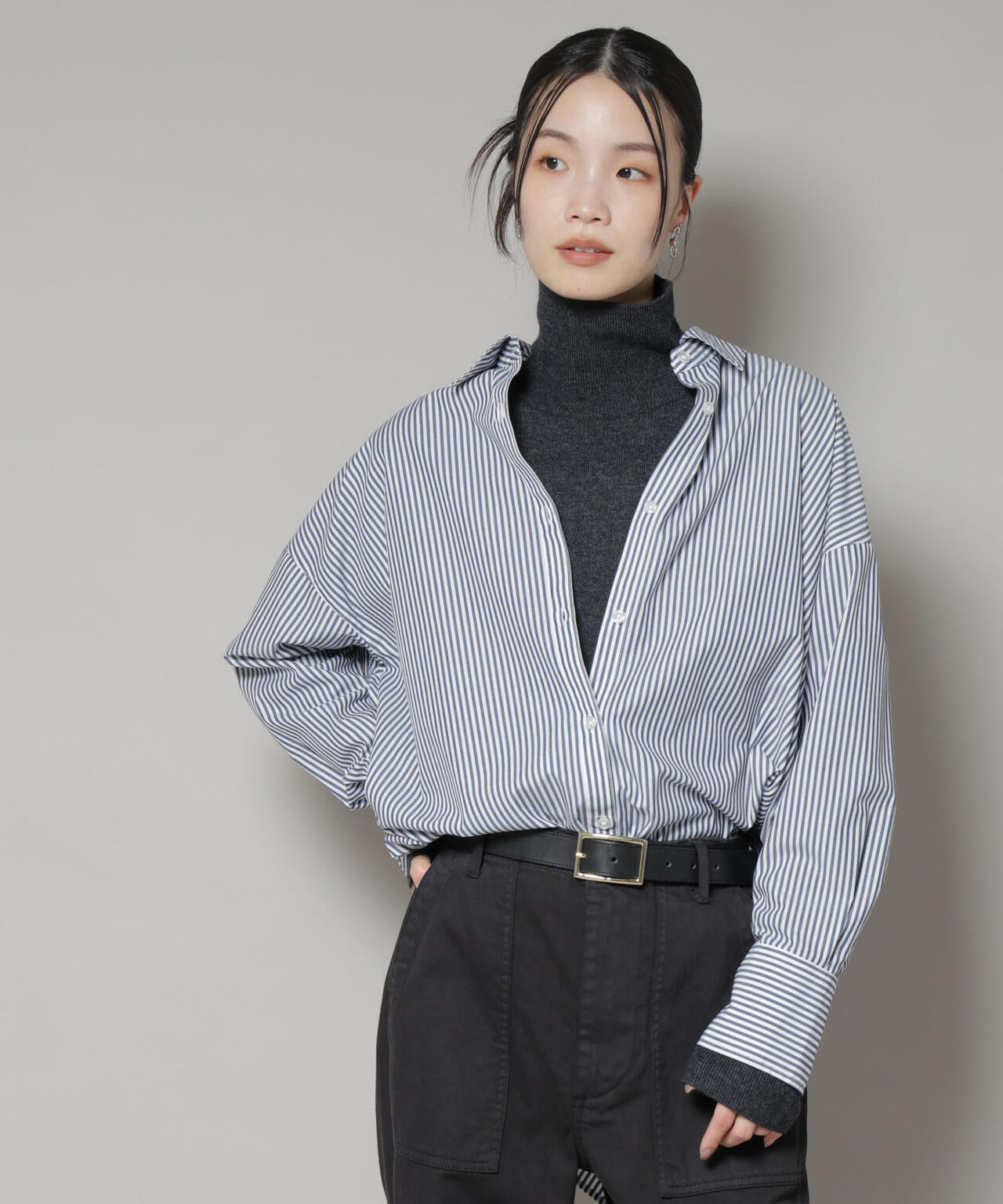 タートルネック カシミヤ混 ニット プルオーバー