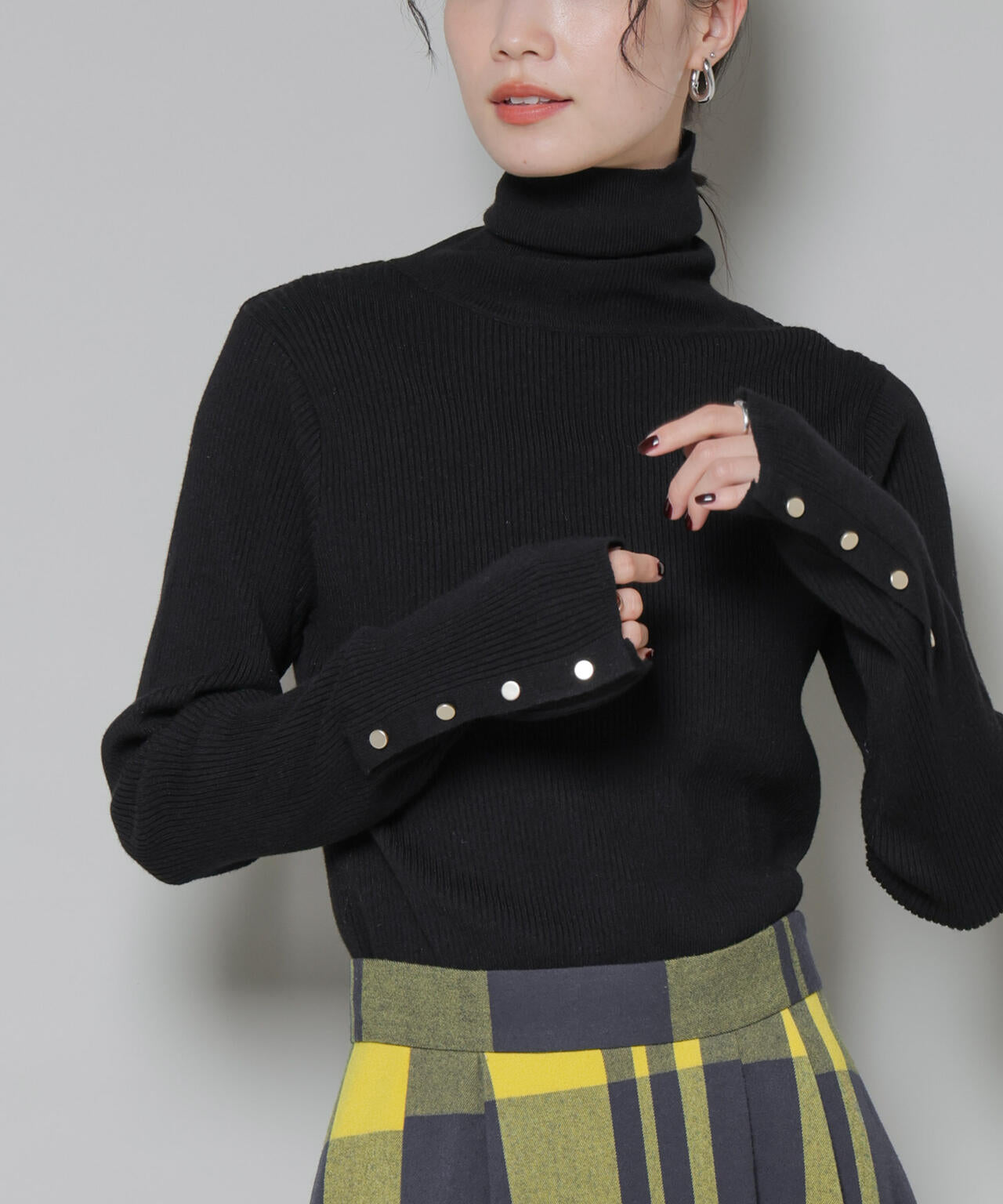 洗濯機洗可メタルボタンリブニット 6735222343