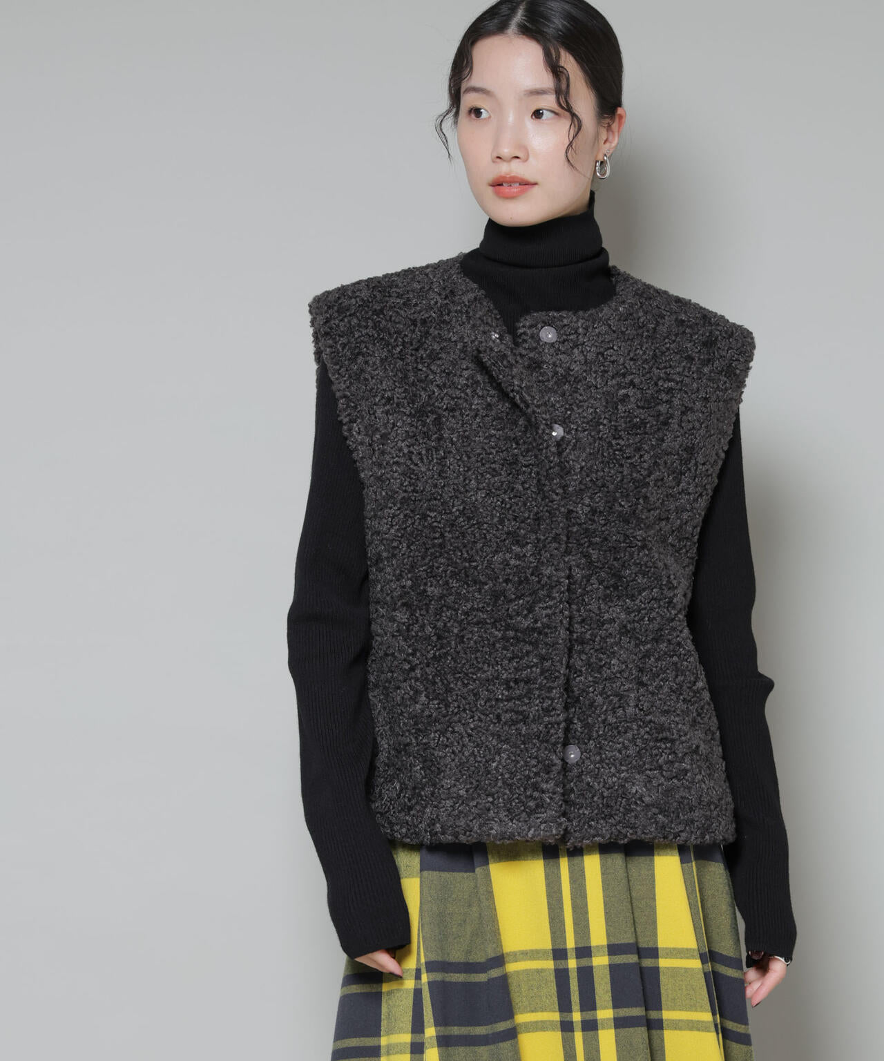 洗濯機洗可メタルボタンリブニット 6735222343