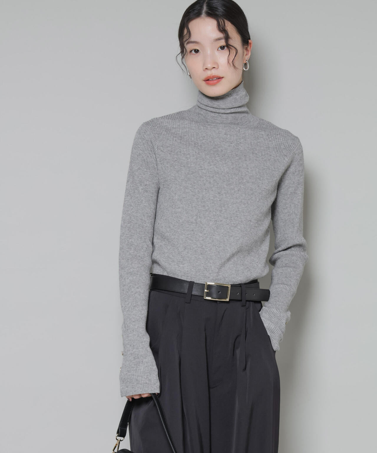 洗濯機洗可メタルボタンリブニット 6735222343