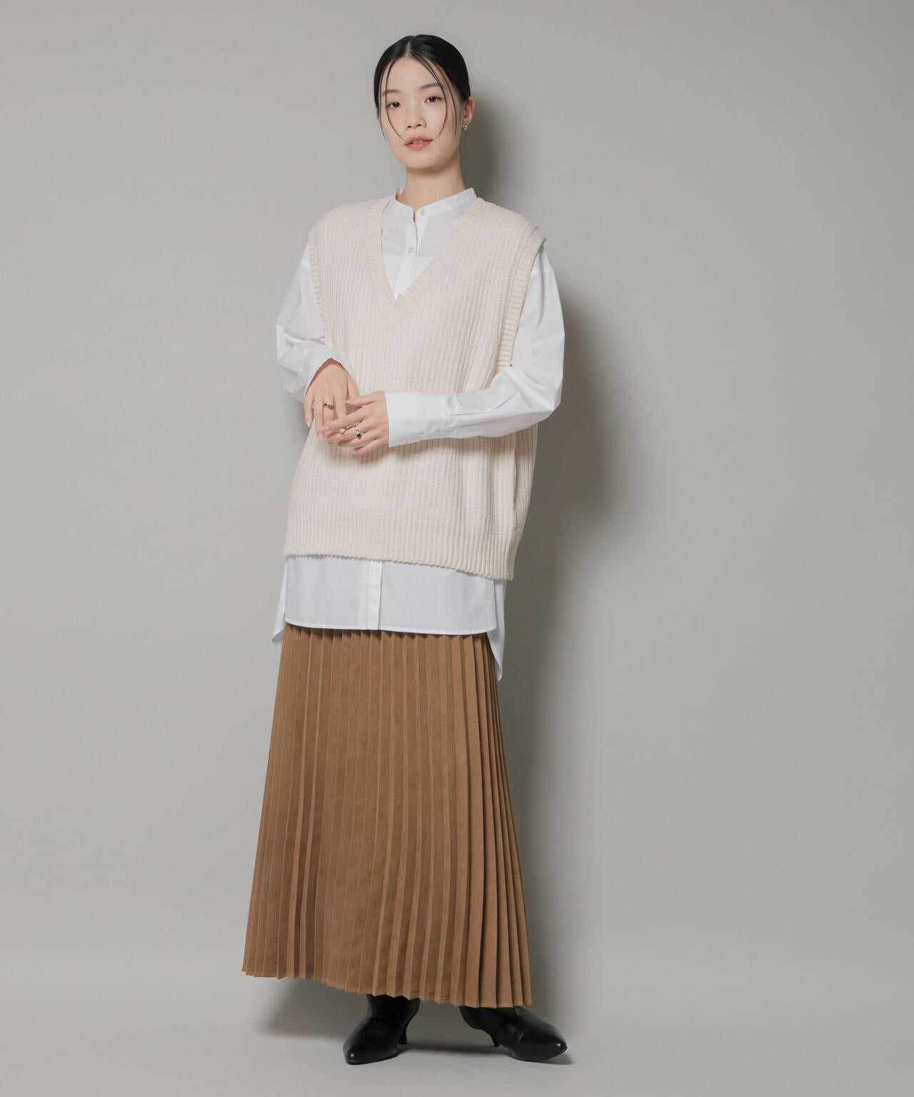 ベロアモール Vネック ニット ベスト