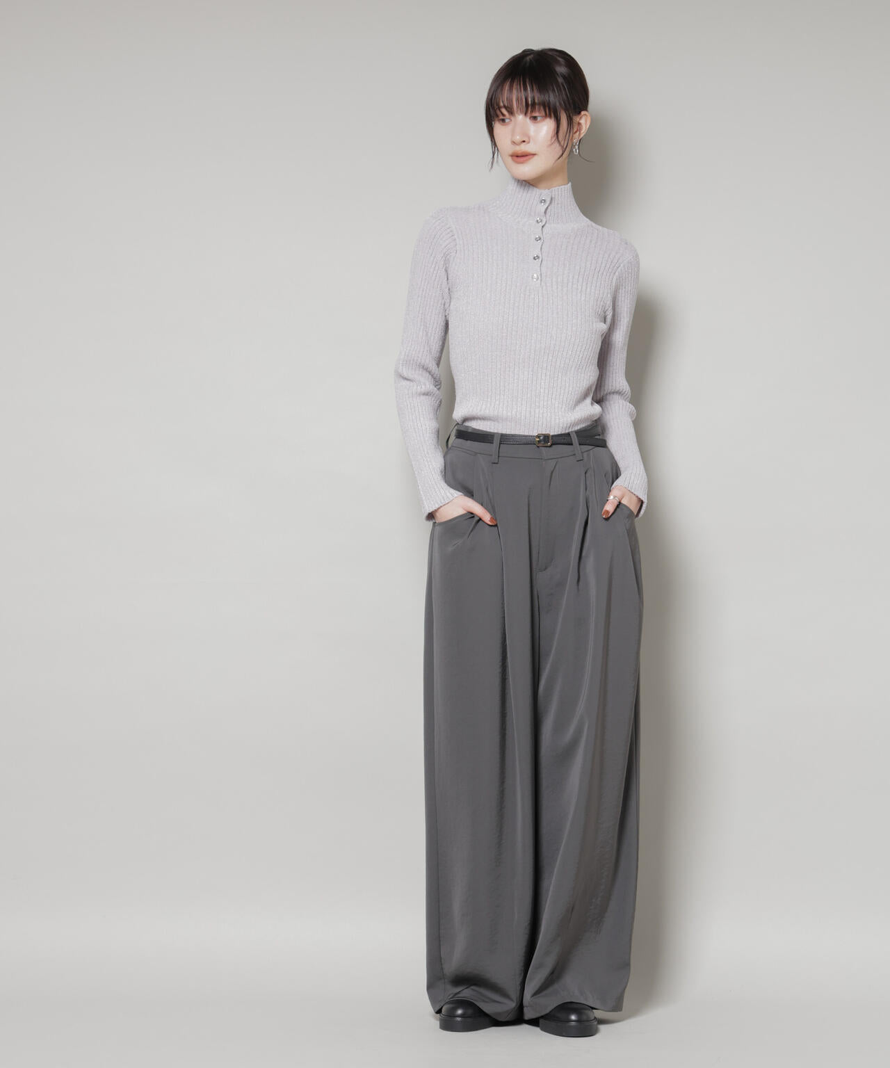 前後2wayボタンネックベロアモールニット 6735222347