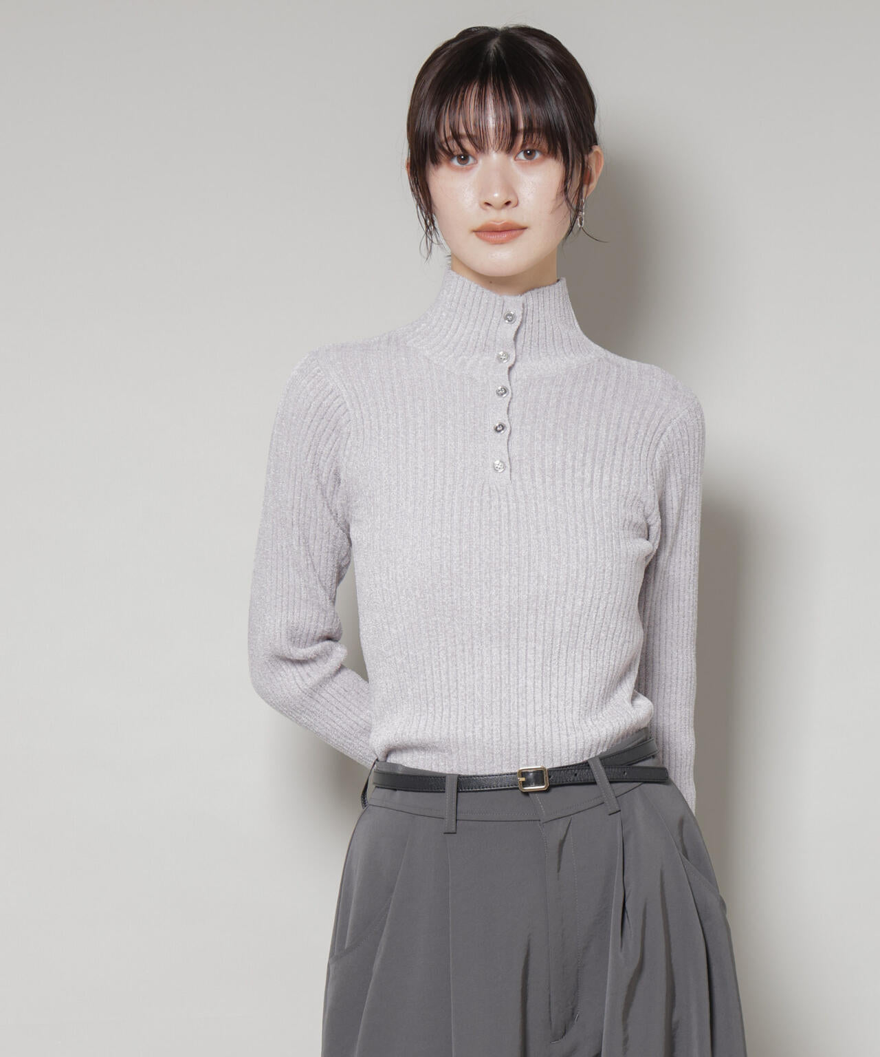 前後2wayボタンネックベロアモールニット 6735222347