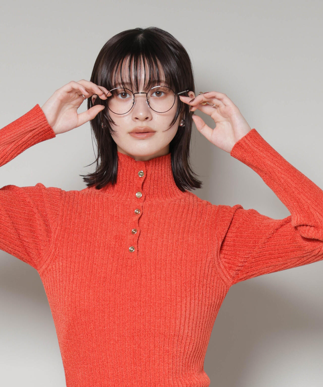 前後2wayボタンネックベロアモールニット 6735222347