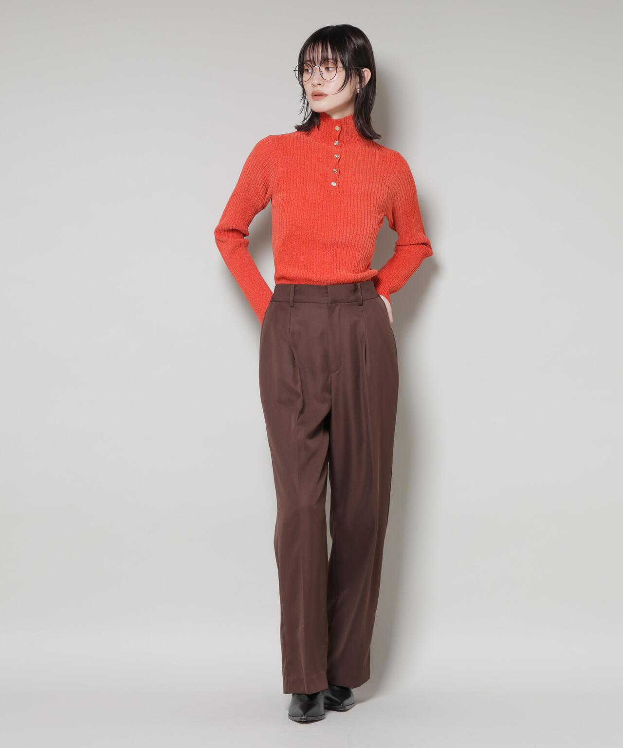 前後2wayボタンネックベロアモールニット 6735222347