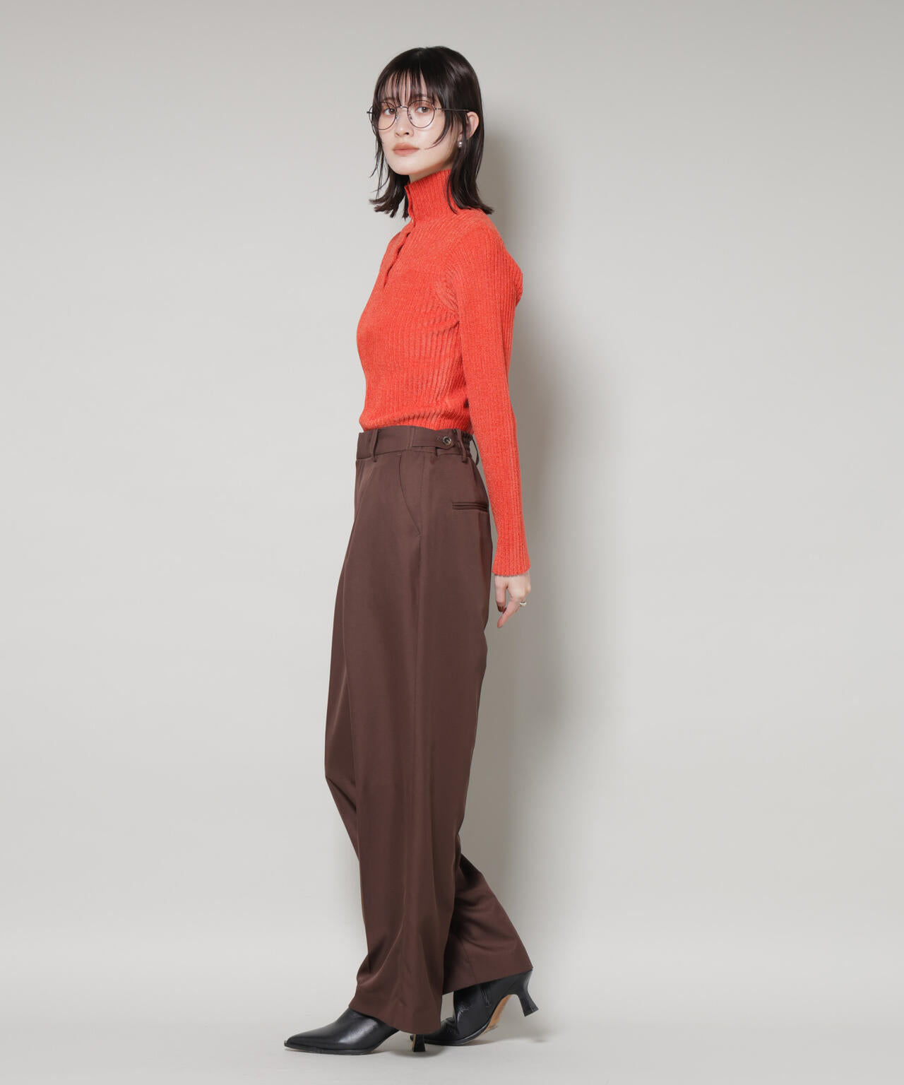 前後2wayボタンネックベロアモールニット 6735222347