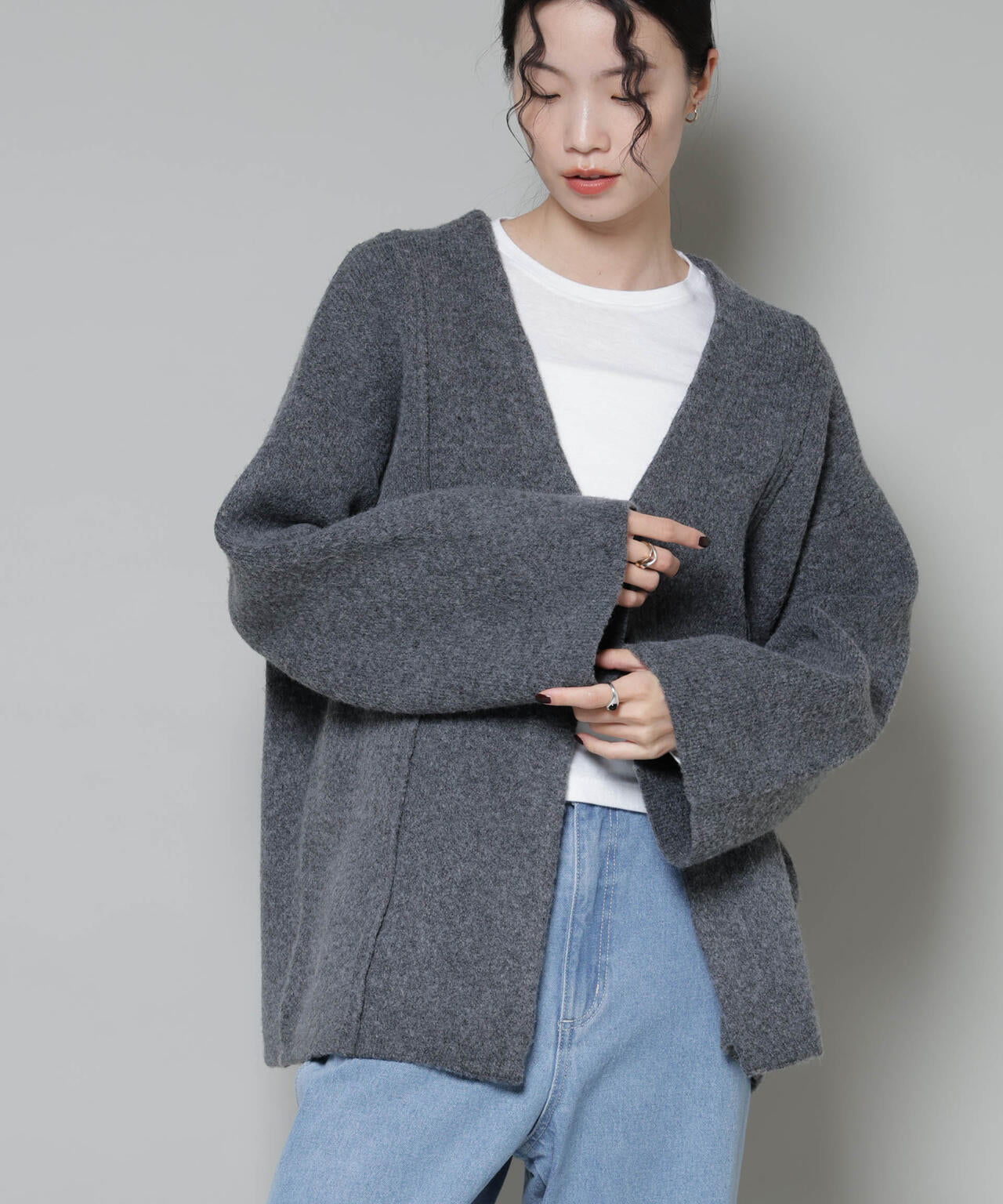 総針ニットジャケットカーディガン 6735222349