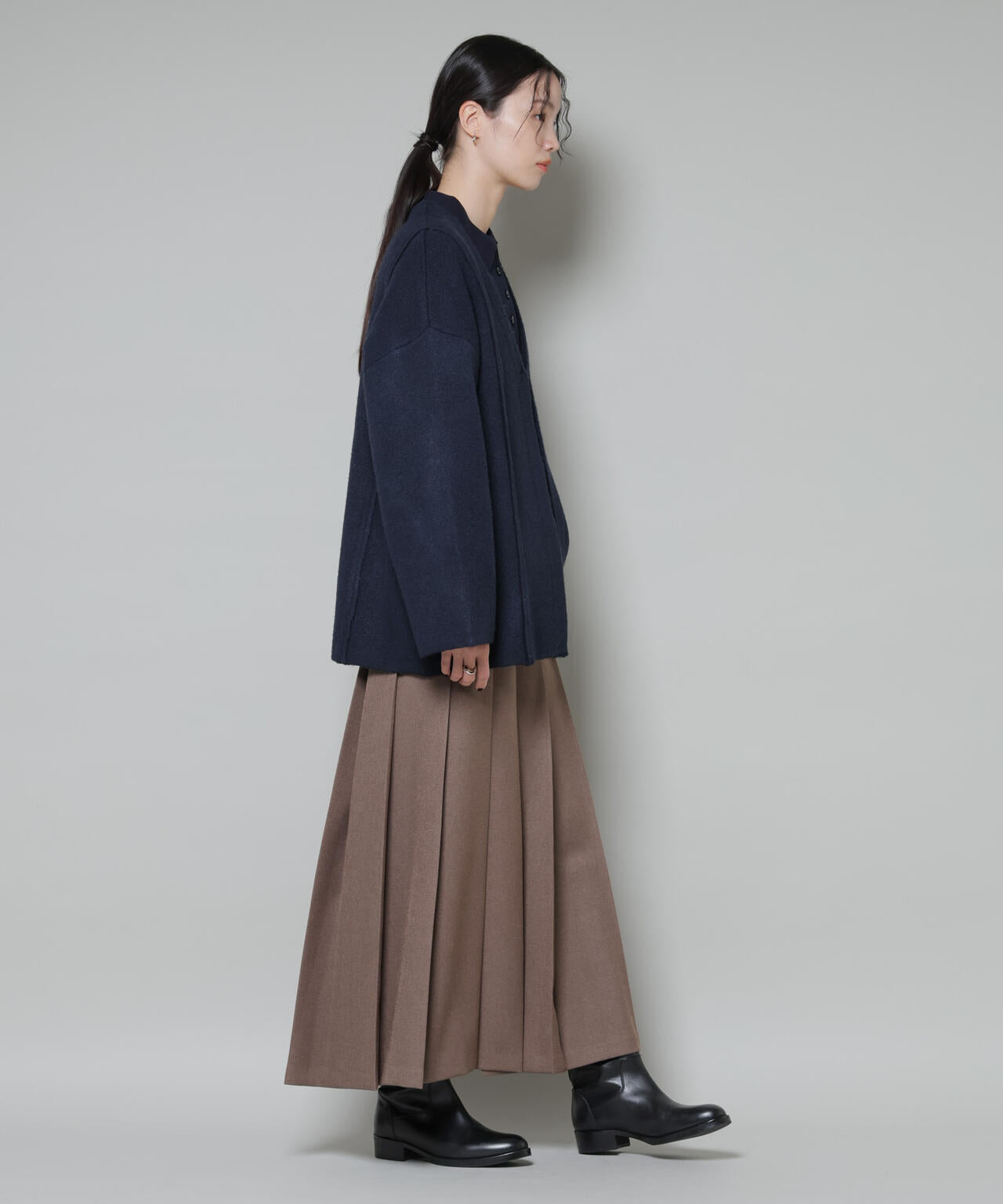 ゆう様✨トゥービーシック　ノーカラー　カーディガン　ニットジャケット　44 総針 ニットジャケット カーディガン