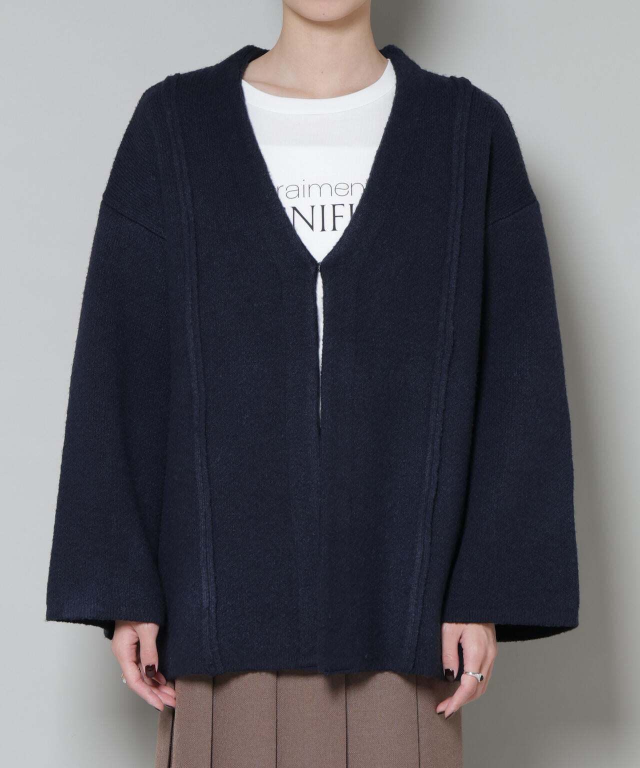 総針ニットジャケットカーディガン 6735222349