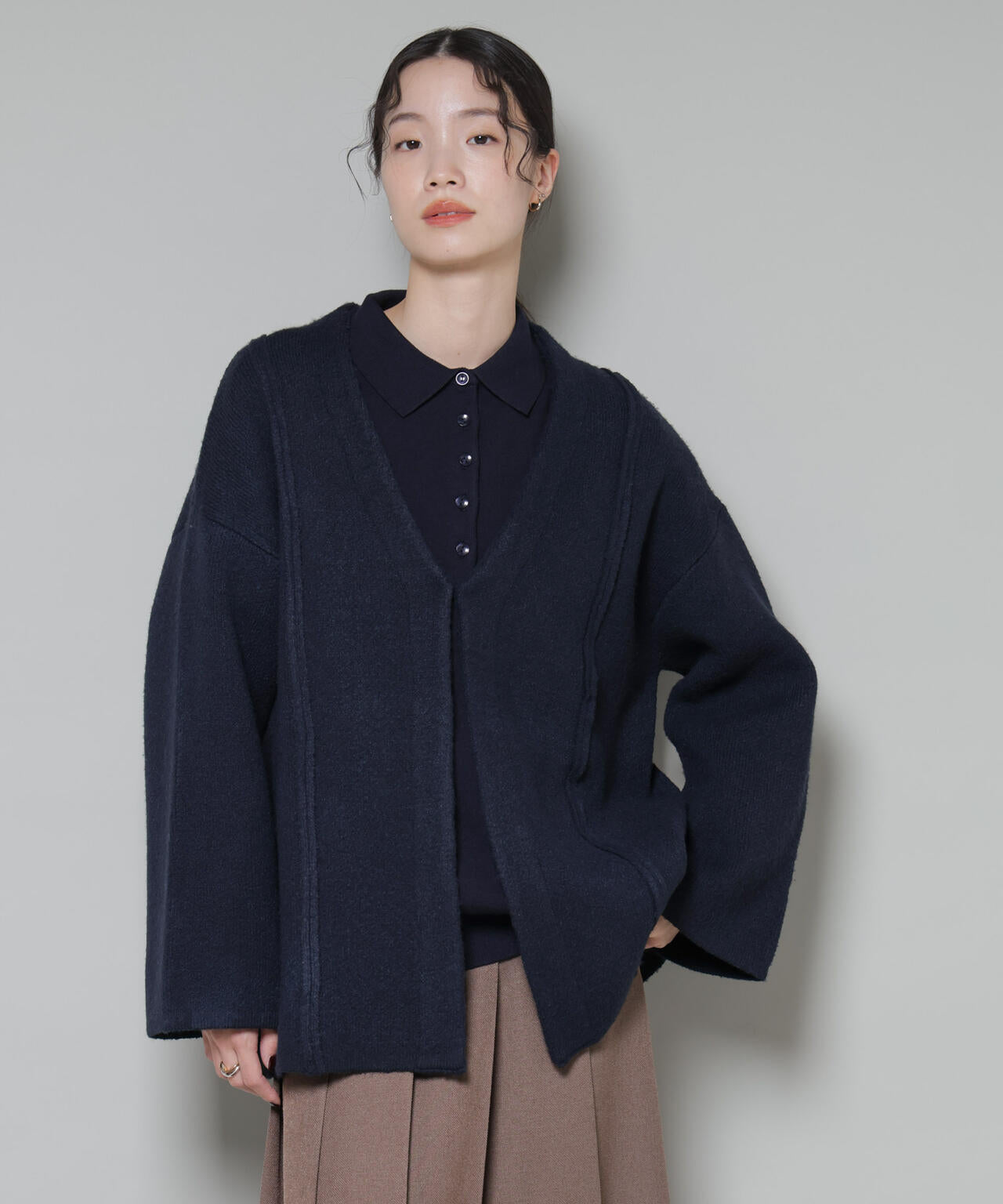 総針ニットジャケットカーディガン 6735222349