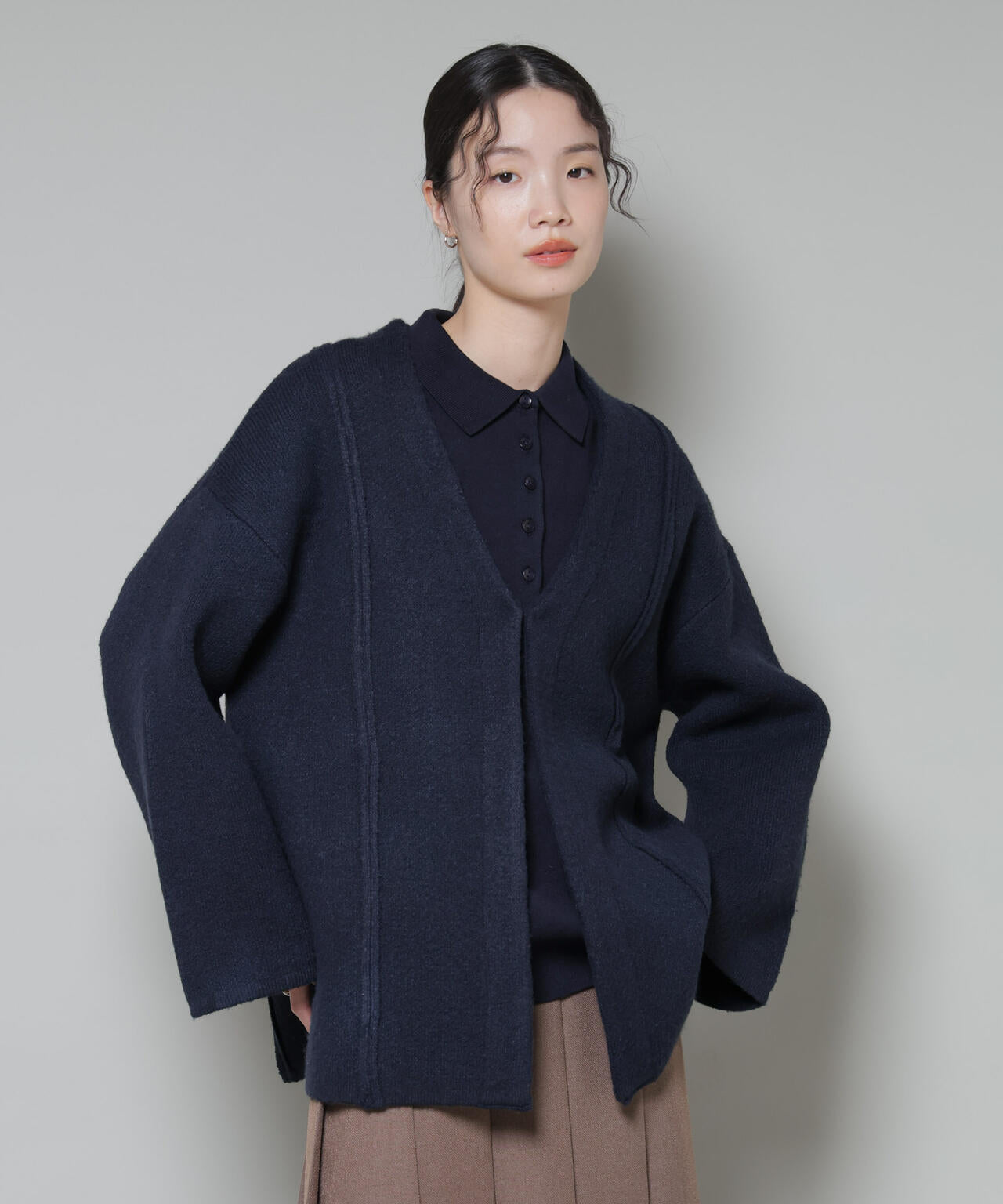 総針ニットジャケットカーディガン