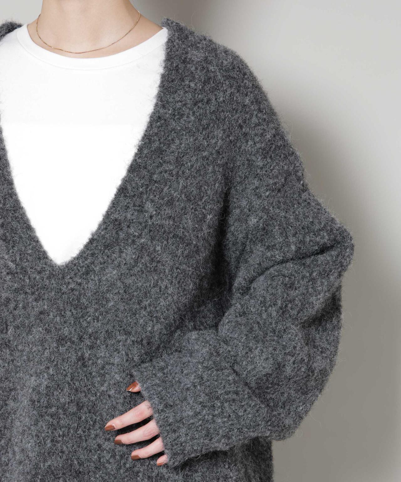 深Vネックオーバーニットプルオーバー 6735222351