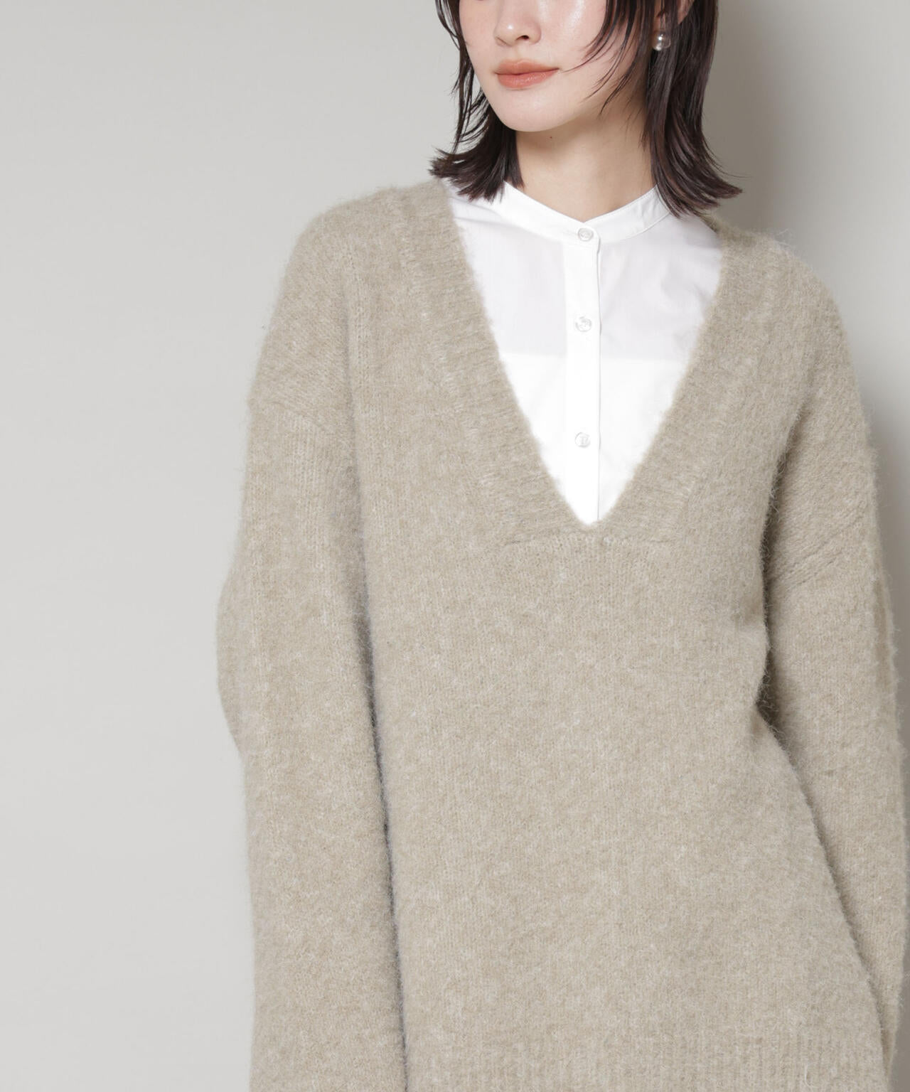 深Vネックオーバーニットプルオーバー 6735222351