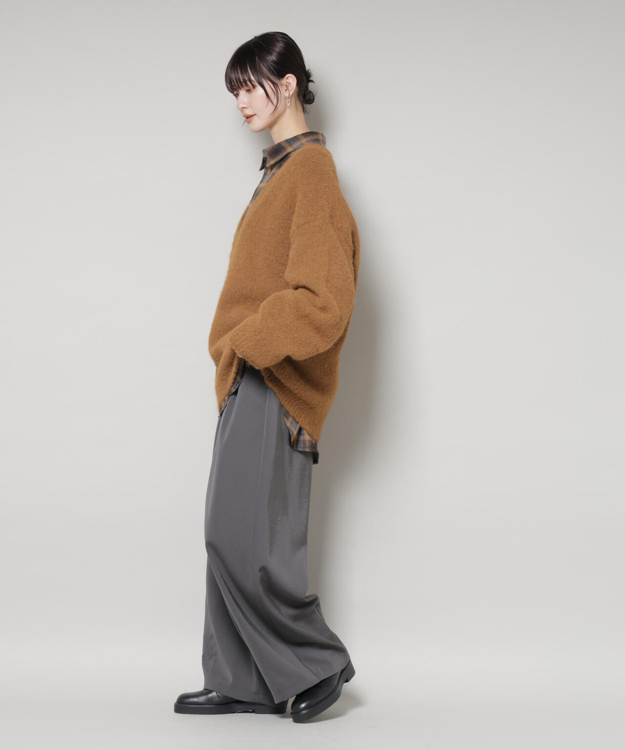 深Vネック オーバー ニット プルオーバー
