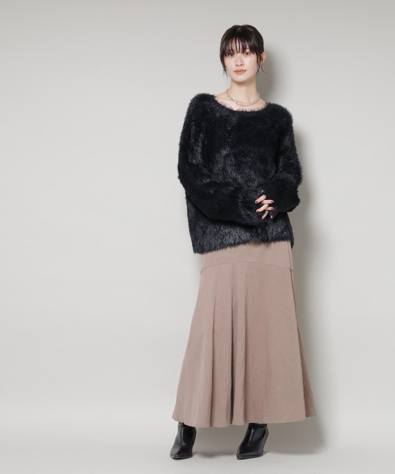 ミックスシャギーボートネックワイドニット 6735222352