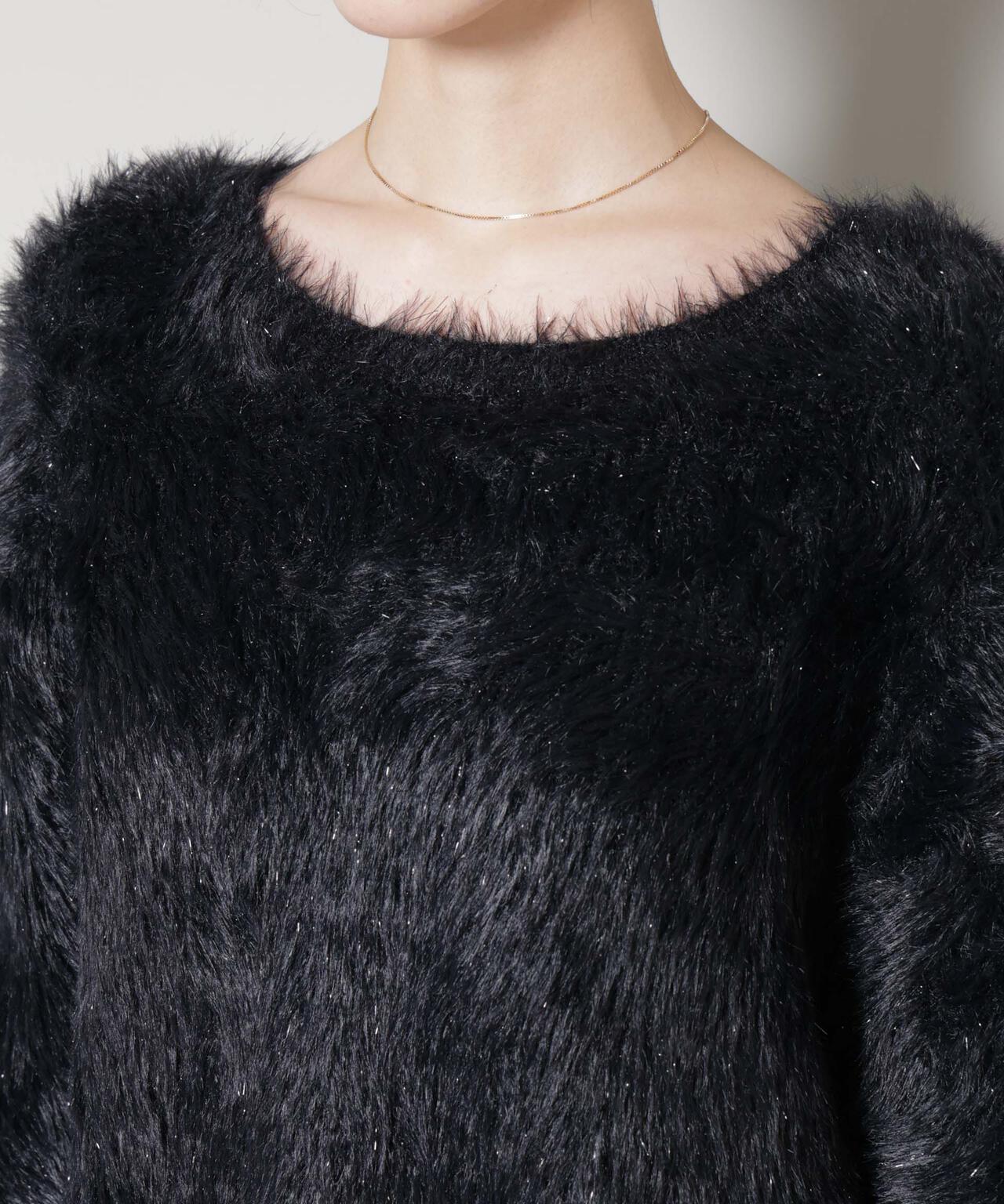 ミックスシャギーボートネックワイドニット 6735222352