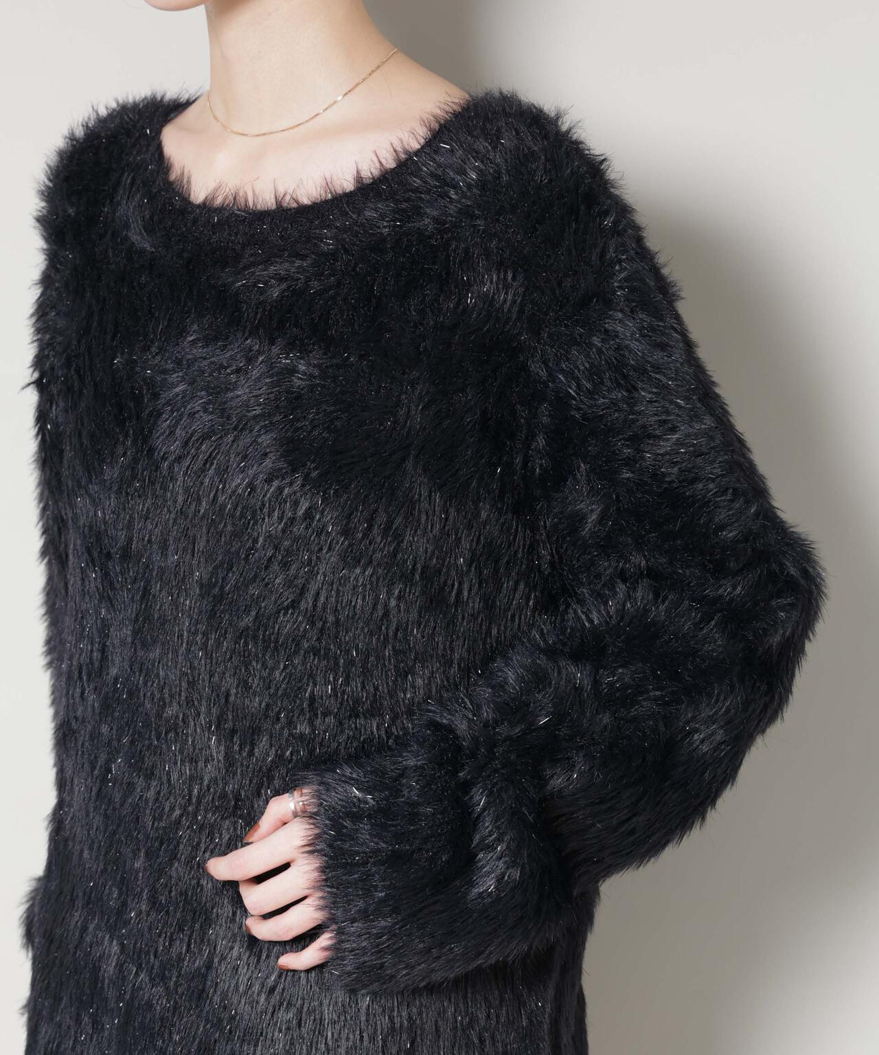 ミックスシャギーボートネックワイドニット 6735222352