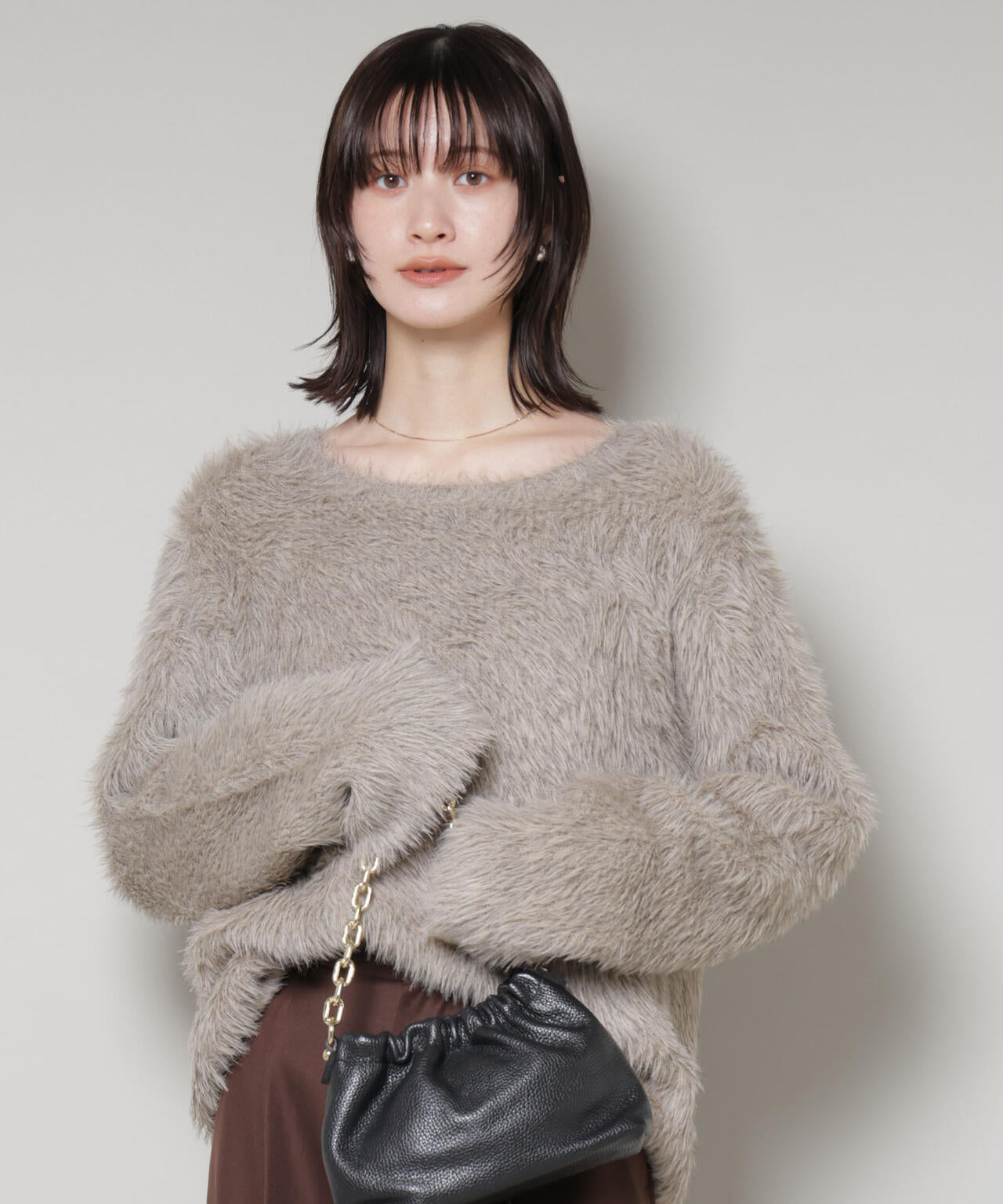 ミックスシャギーボートネックワイドニット 6735222352