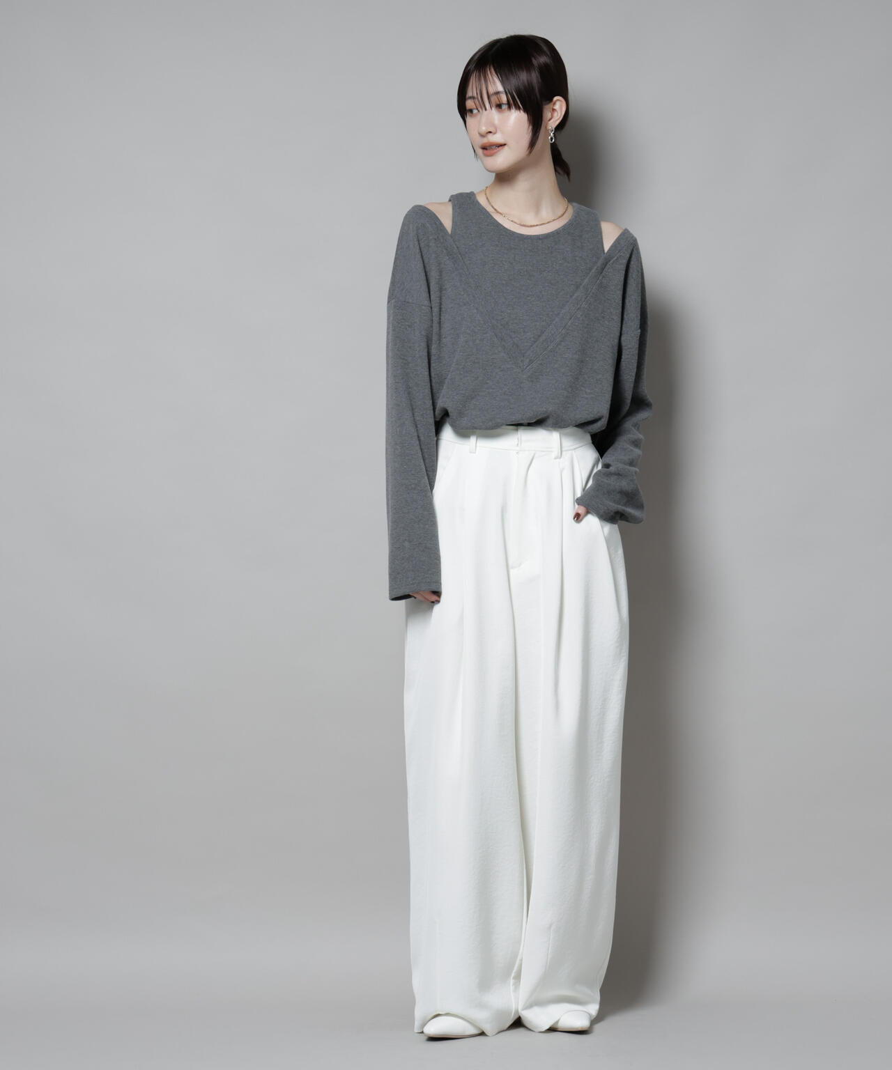 フェイクレイヤードワッフルカットトップス 6735223305