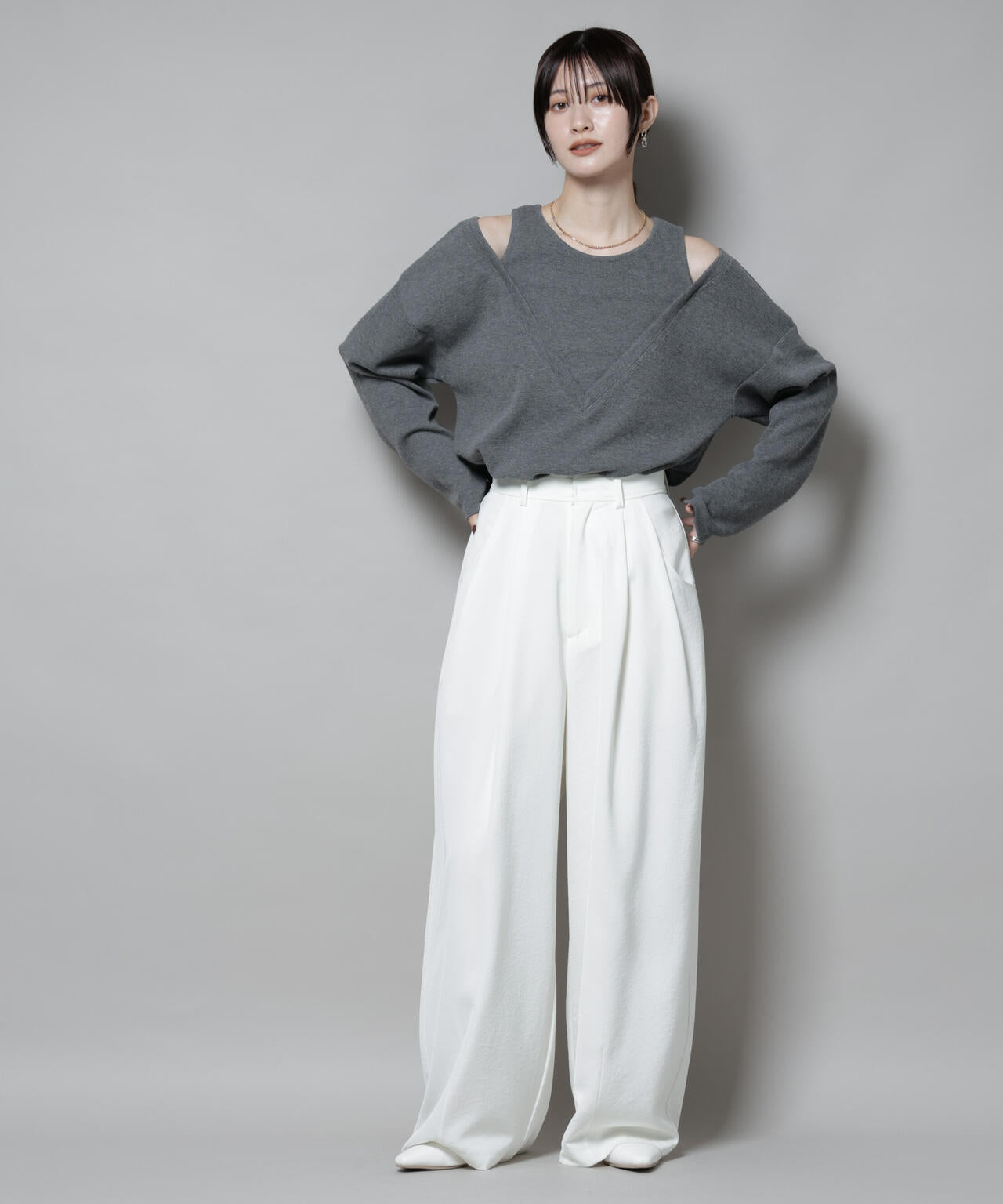 フェイクレイヤードワッフルカットトップス 6735223305