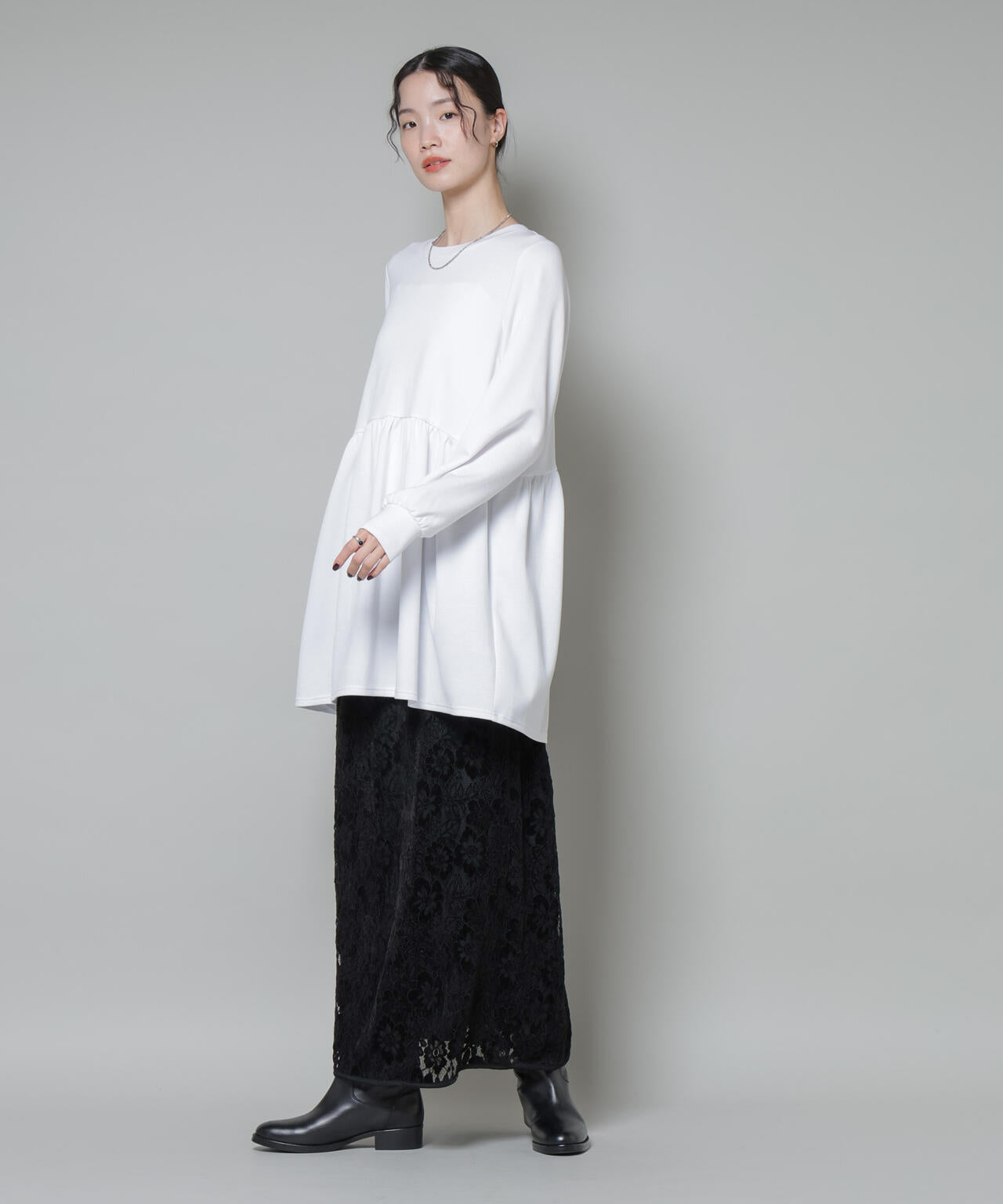 サーモジャージーウエスト切り替えギャザープルオーバー 6735223315