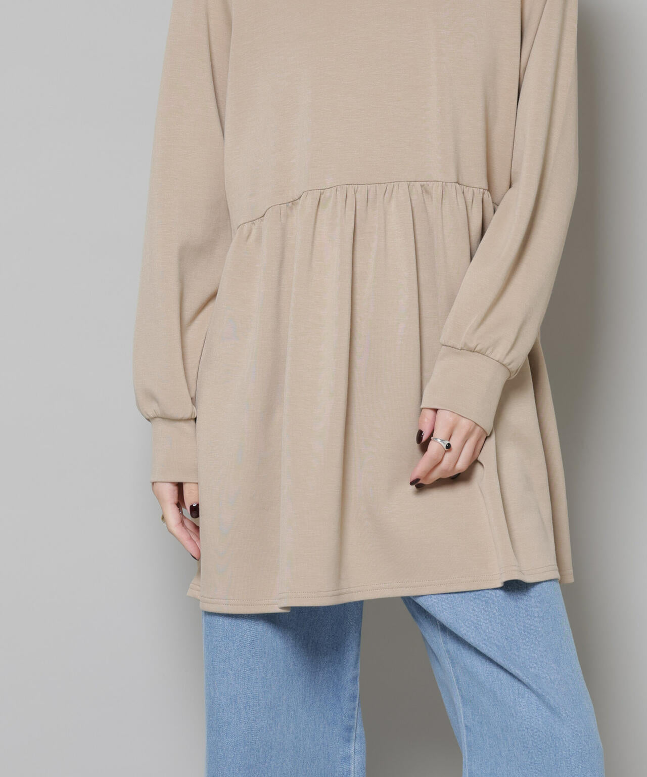 サーモジャージーウエスト切り替えギャザープルオーバー 6735223315