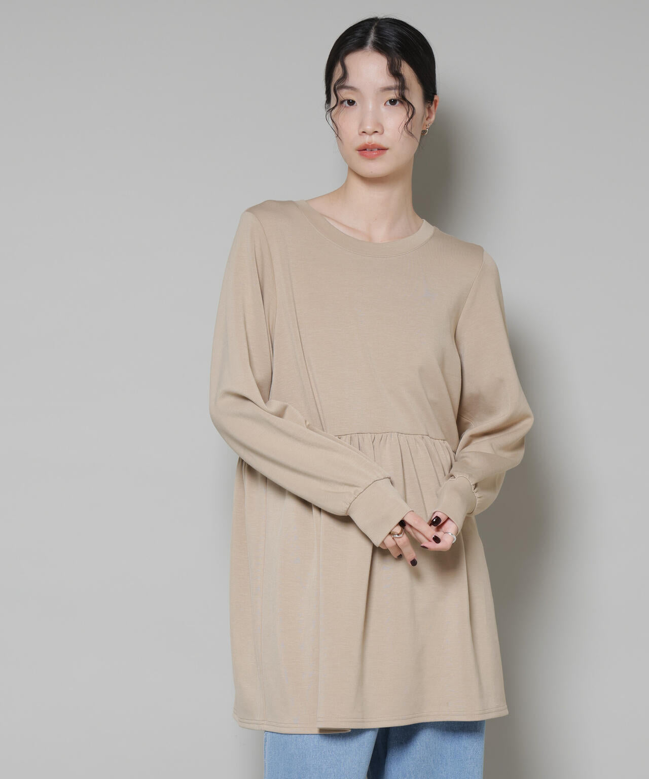 サーモジャージーウエスト切り替えギャザープルオーバー 6735223315