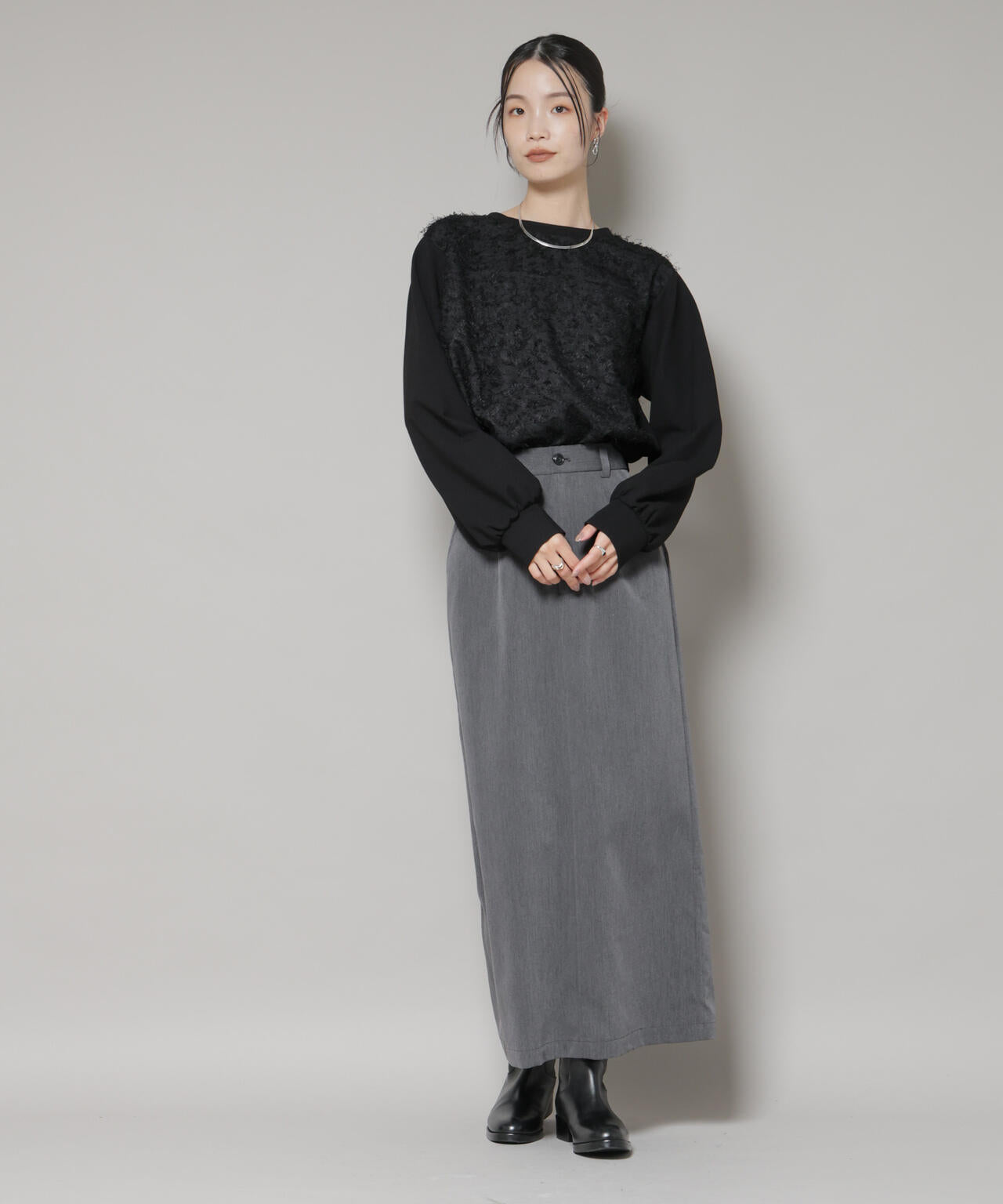 フロントシャギー コンビ カット トップス