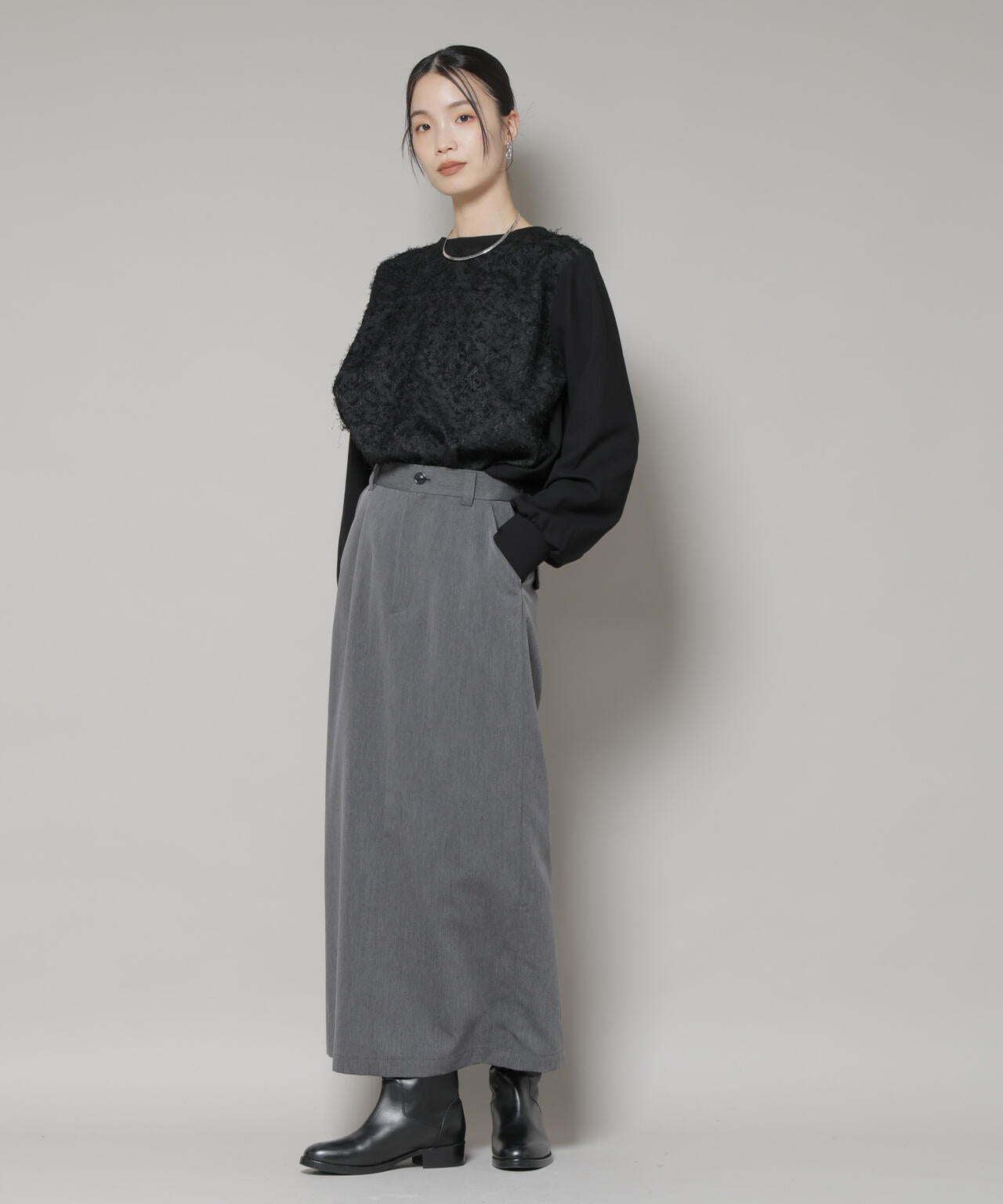 フロントシャギー コンビ カット トップス