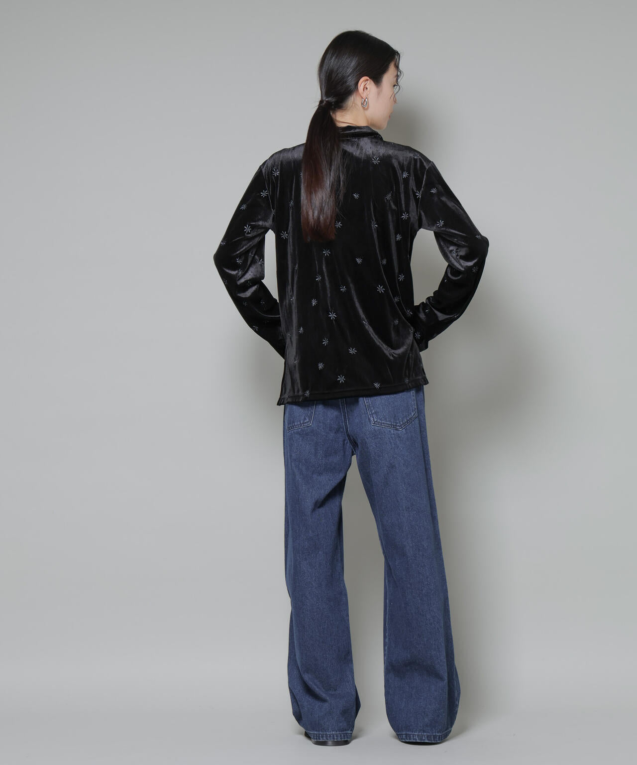 刺繍 ベロア カットシャツ ( セットアップ 可 )