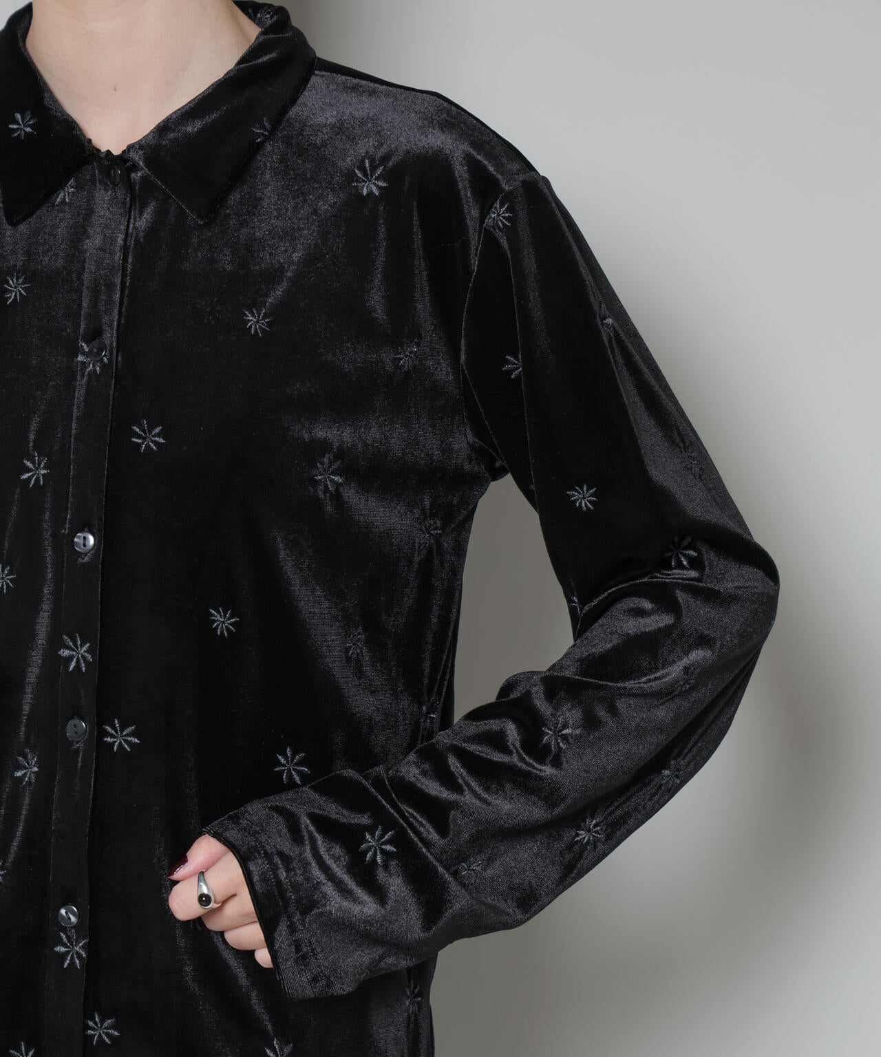 刺繍ベロアカットシャツ(セットアップ可) 6735223317