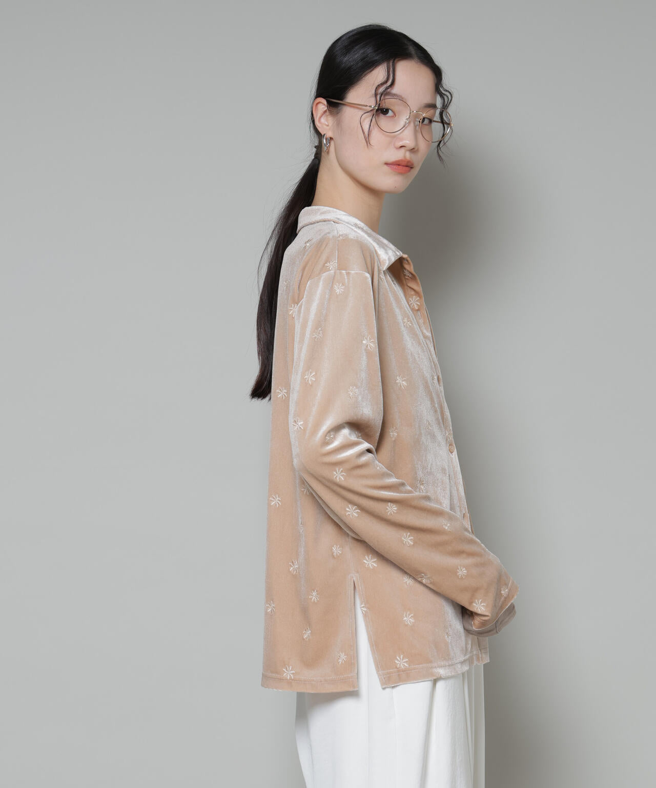 刺繍ベロアカットシャツ(セットアップ可) 6735223317