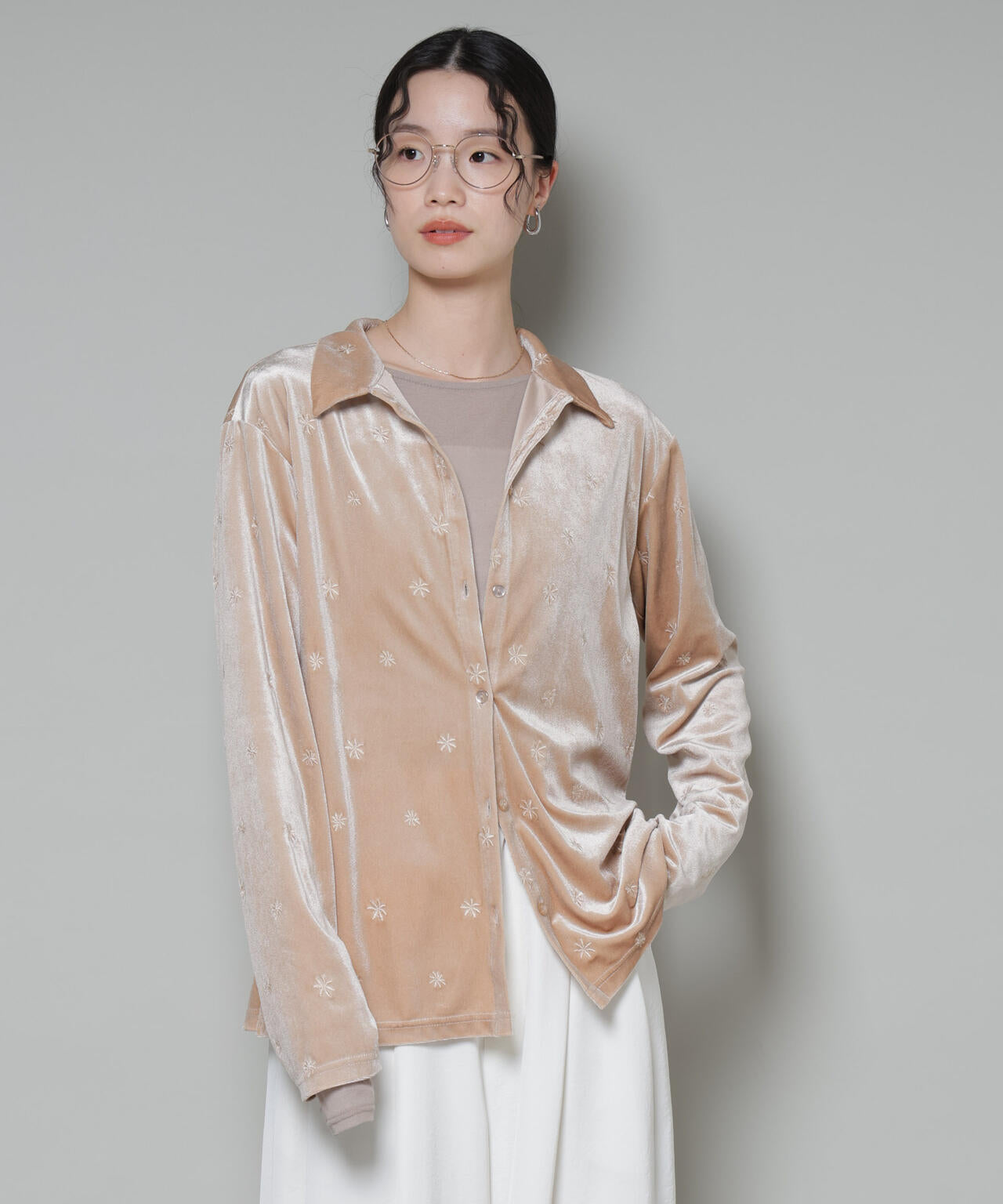 刺繍ベロアカットシャツ(セットアップ可) 6735223317