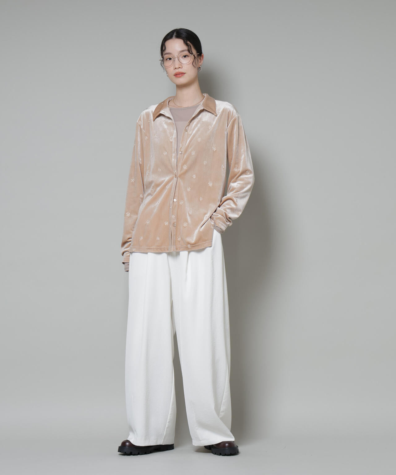 刺繍ベロアカットシャツ(セットアップ可) 6735223317