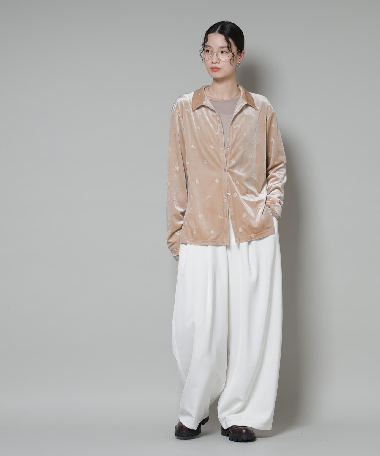 刺繍ベロアカットシャツ(セットアップ可) 6735223317