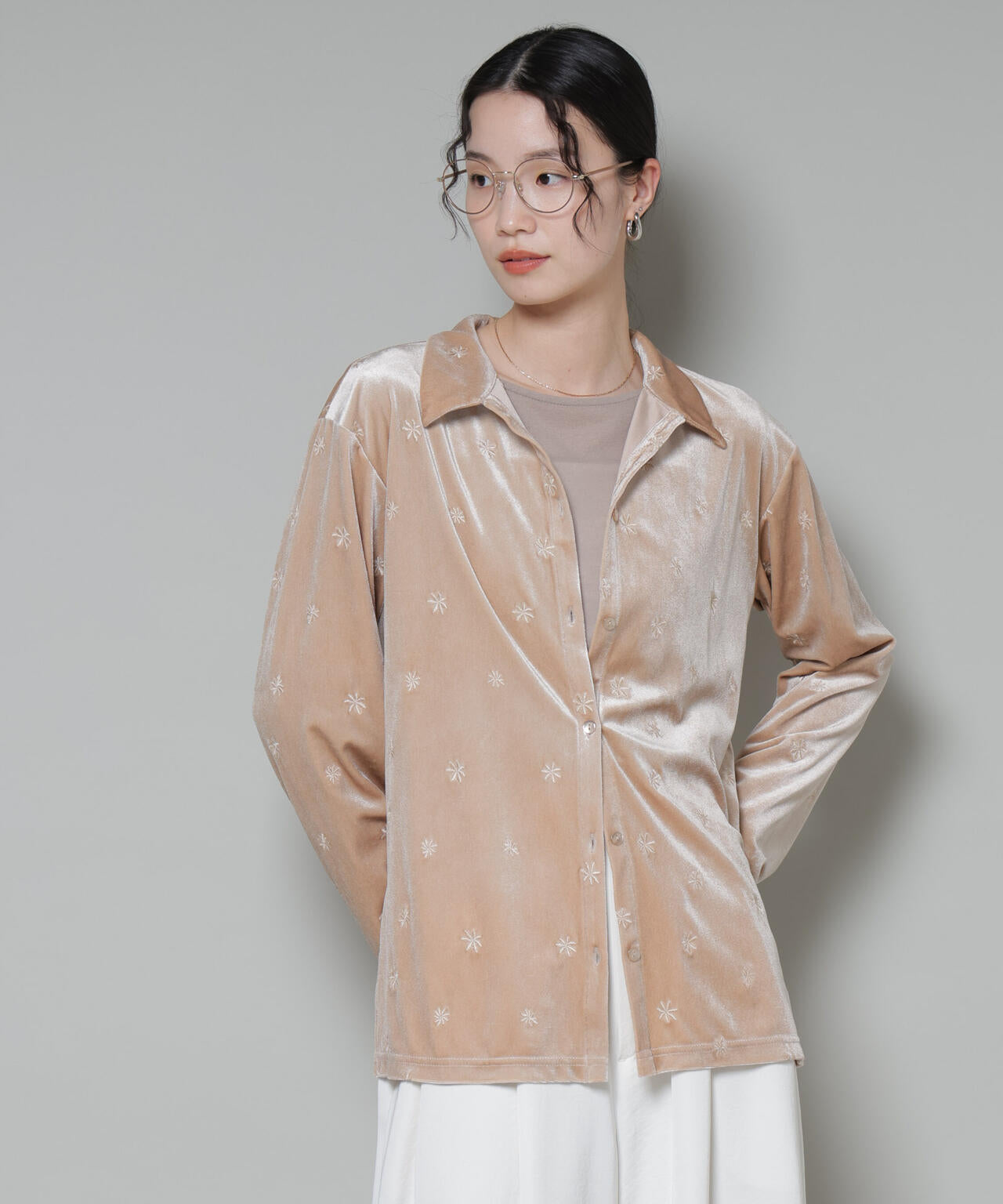 刺繍ベロアカットシャツ(セットアップ可) 6735223317