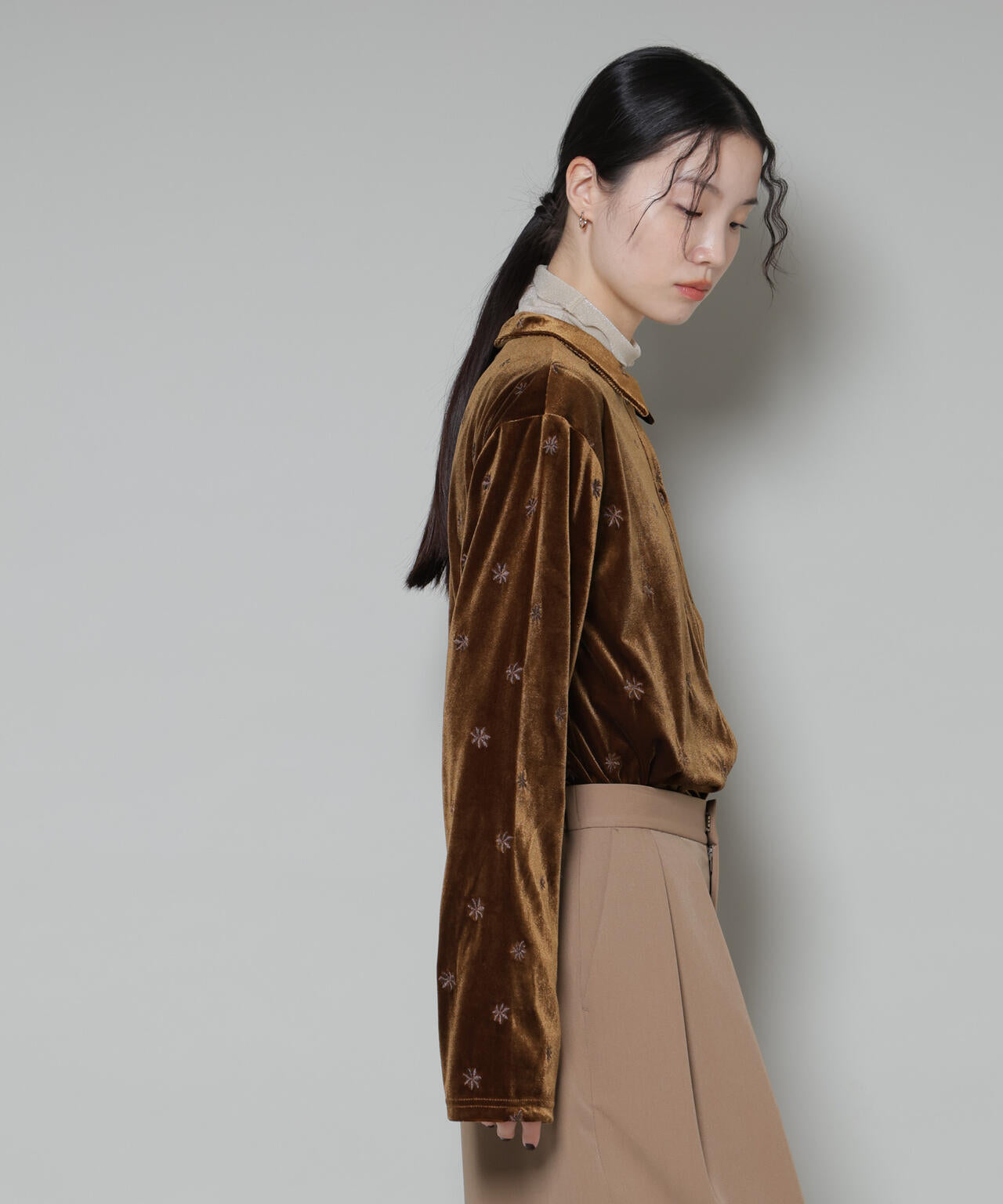 刺繍ベロアカットシャツ(セットアップ可) 6735223317