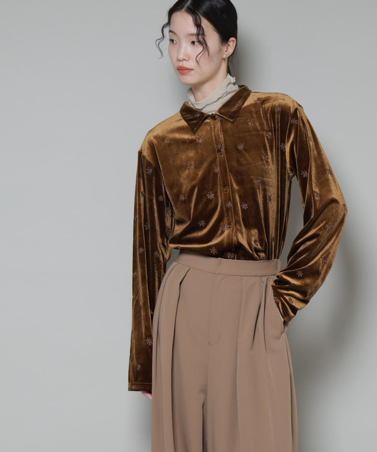 刺繍ベロアカットシャツ(セットアップ可) 6735223317