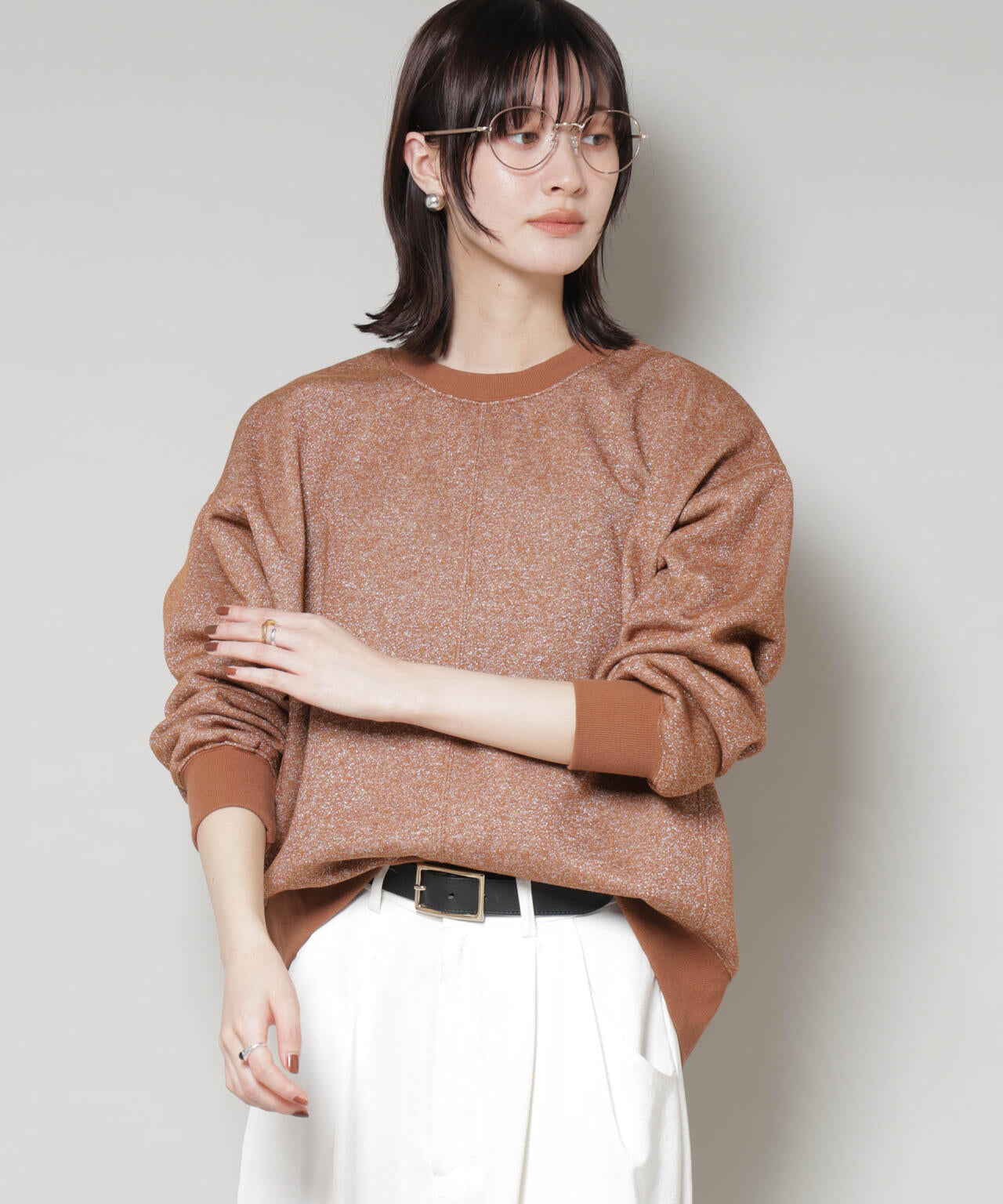 ラメ裏毛トップス 6735223318